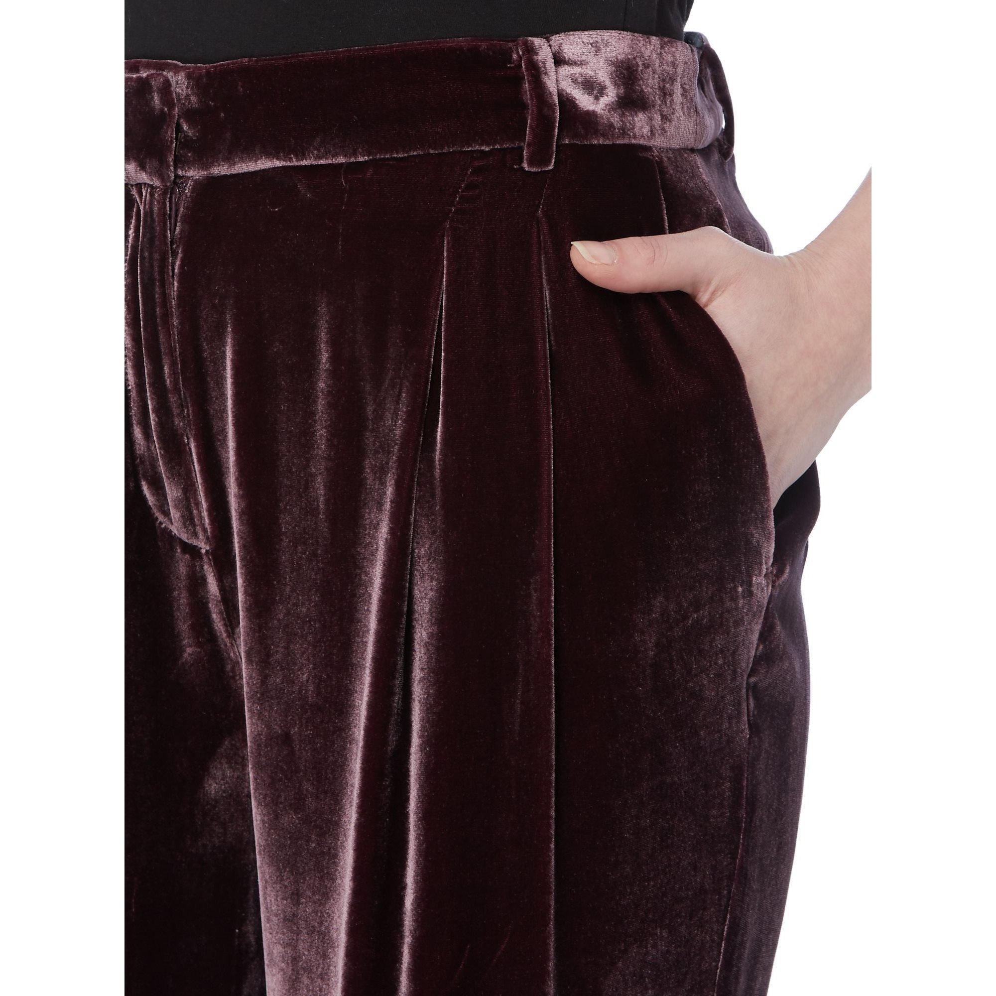 Burgundy - MICHAEL Michael Kors - Straight leg velvet pants - 4