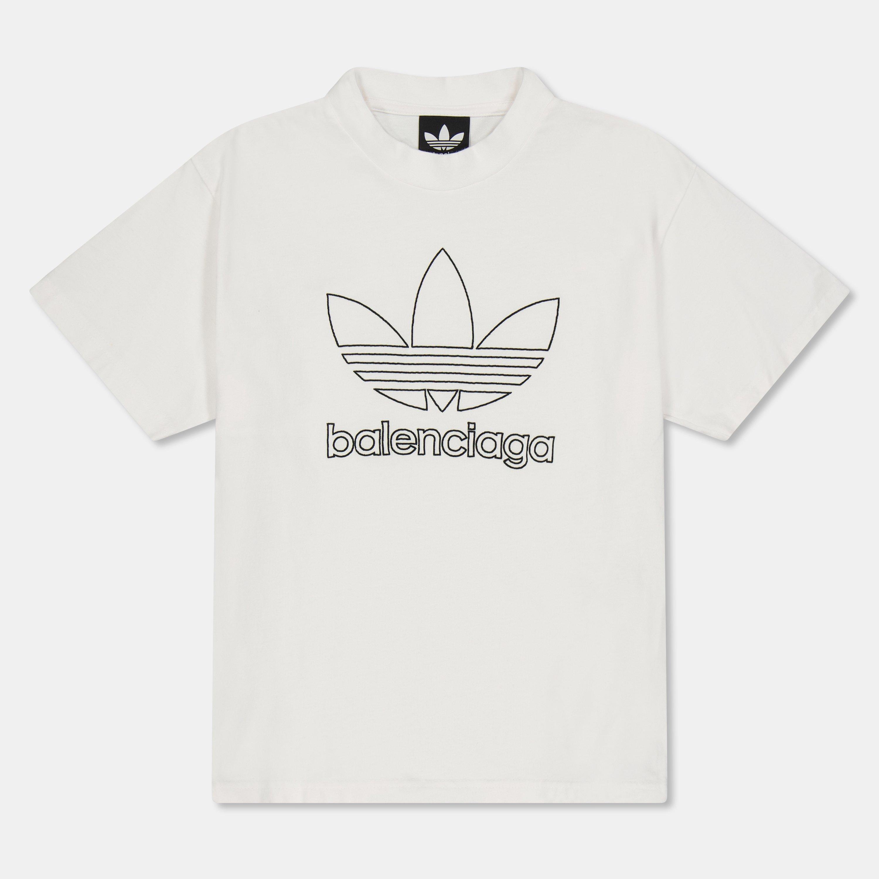 White/Black - Balenciaga - Unisex Kids Ribbed Neck Logo T-Shirt - 1