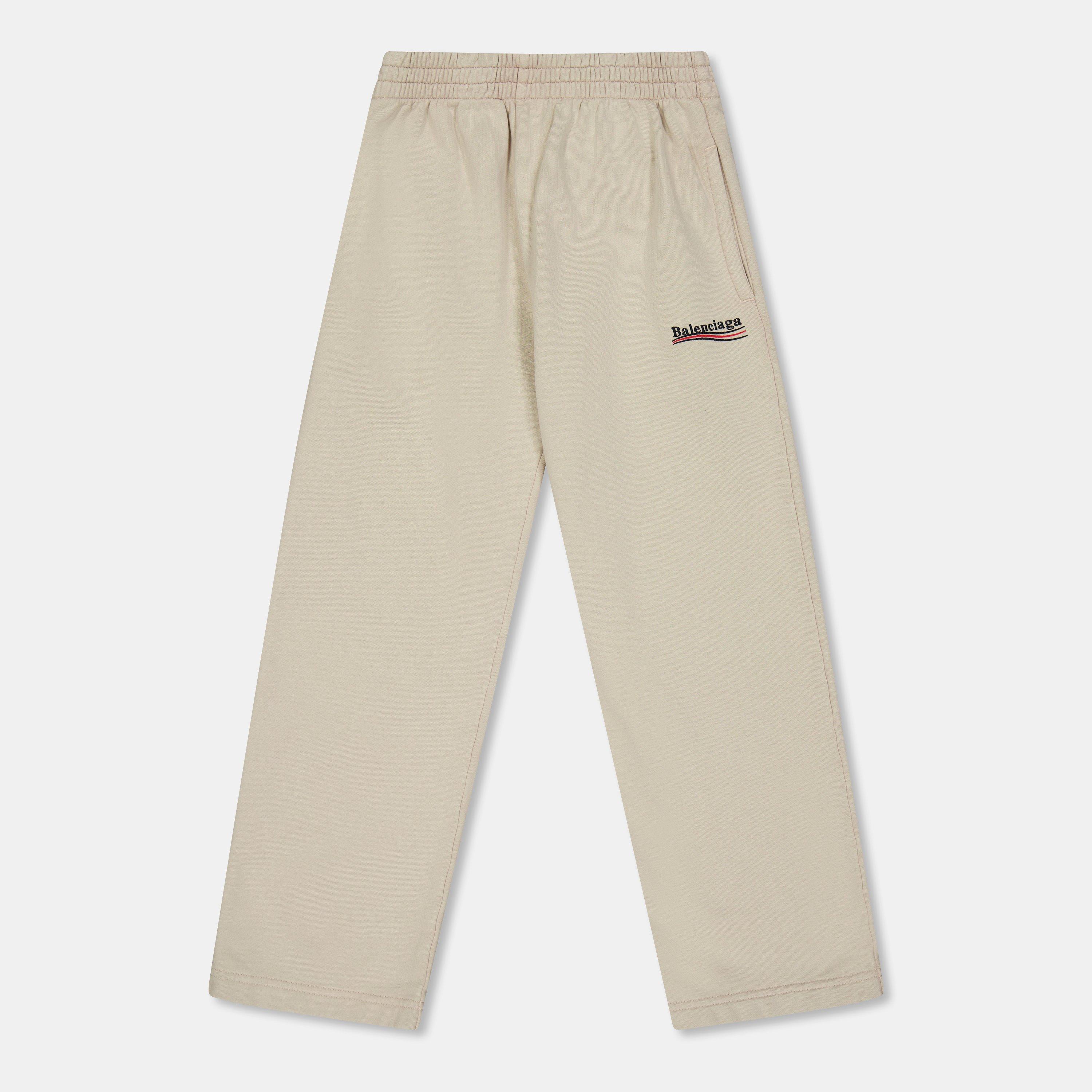 Beige/Black - Balenciaga - Unisex Open Hem Fleece Jogging Bottoms, Open Hem Design - 1