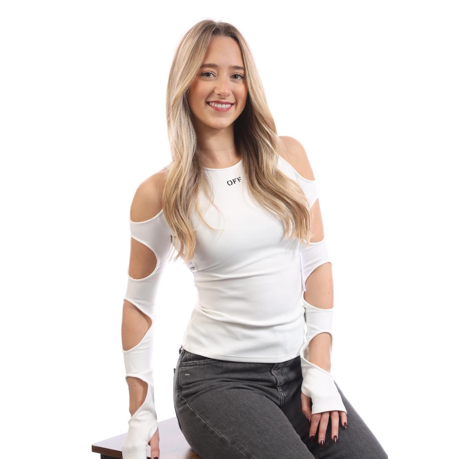 White Black - Off White - Sleek Holes Long Sleeve Top - 9