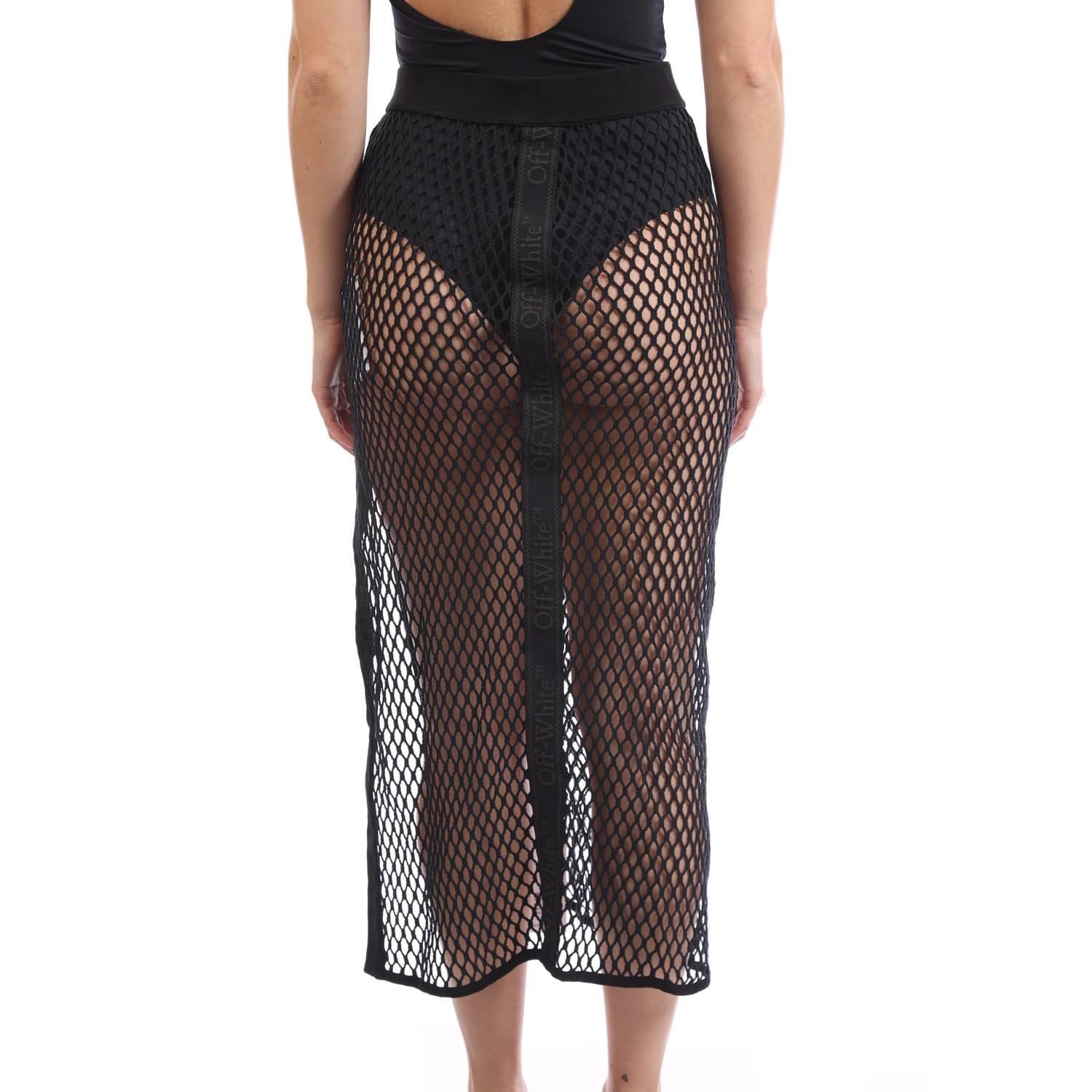 Black - Off White - Logoband Mesh Skirt - 5