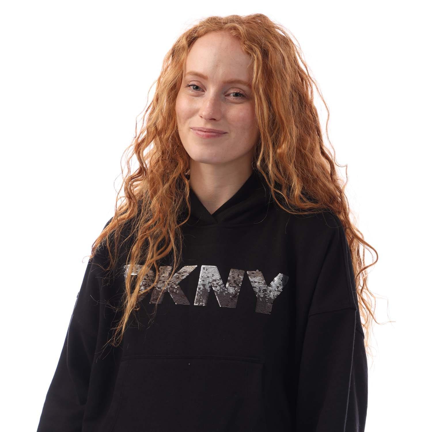 Black Grey - DKNY - Sequin Logo Hoody - 2