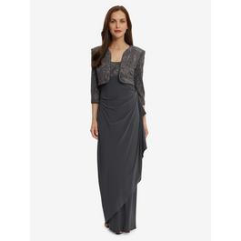 Gina Bacconi Isy Jacquard Knit & Matte Jersey Gown