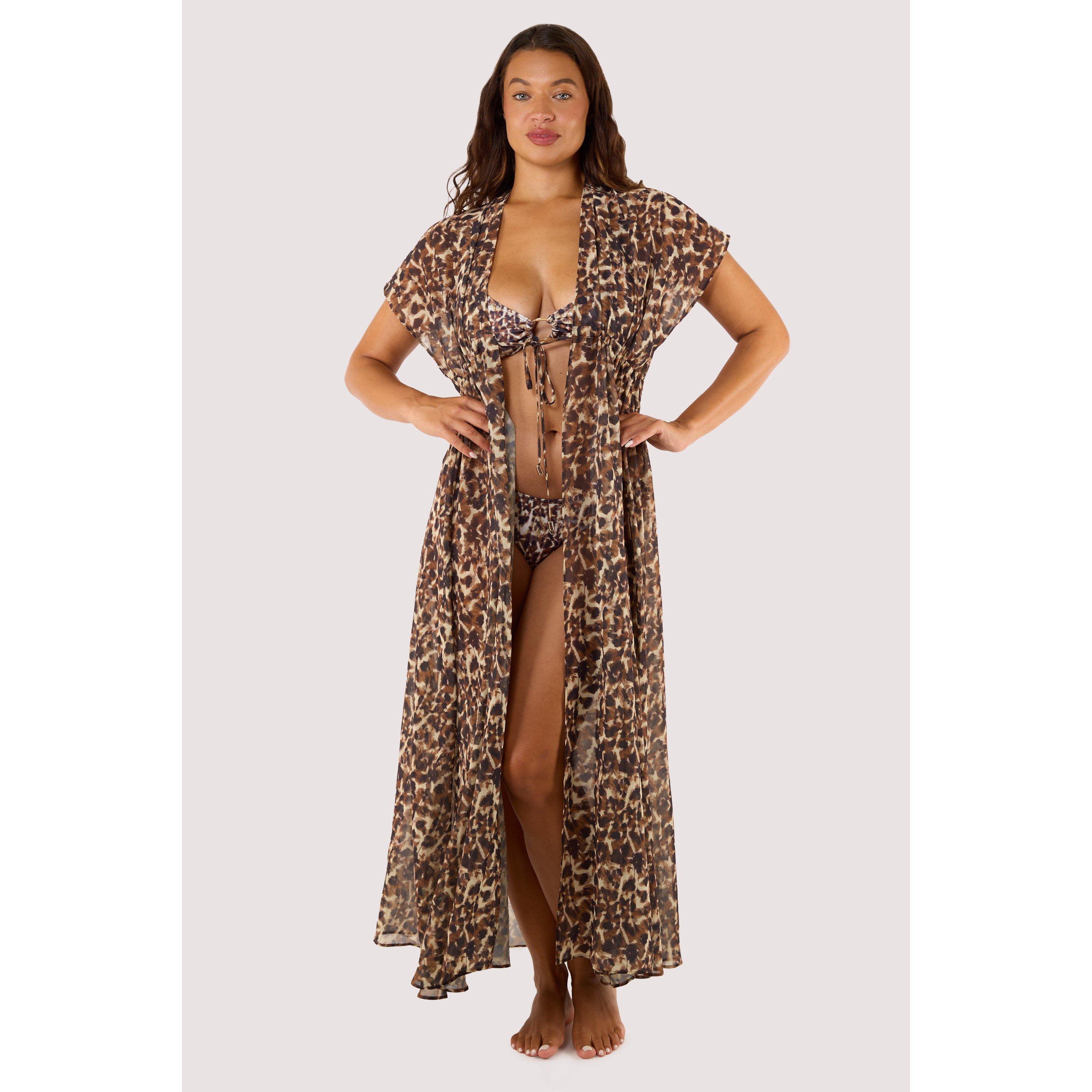 Animal Print - Wolf and Whistle - Zarah Animal Print Georgette Long Beach Kaftan - 2