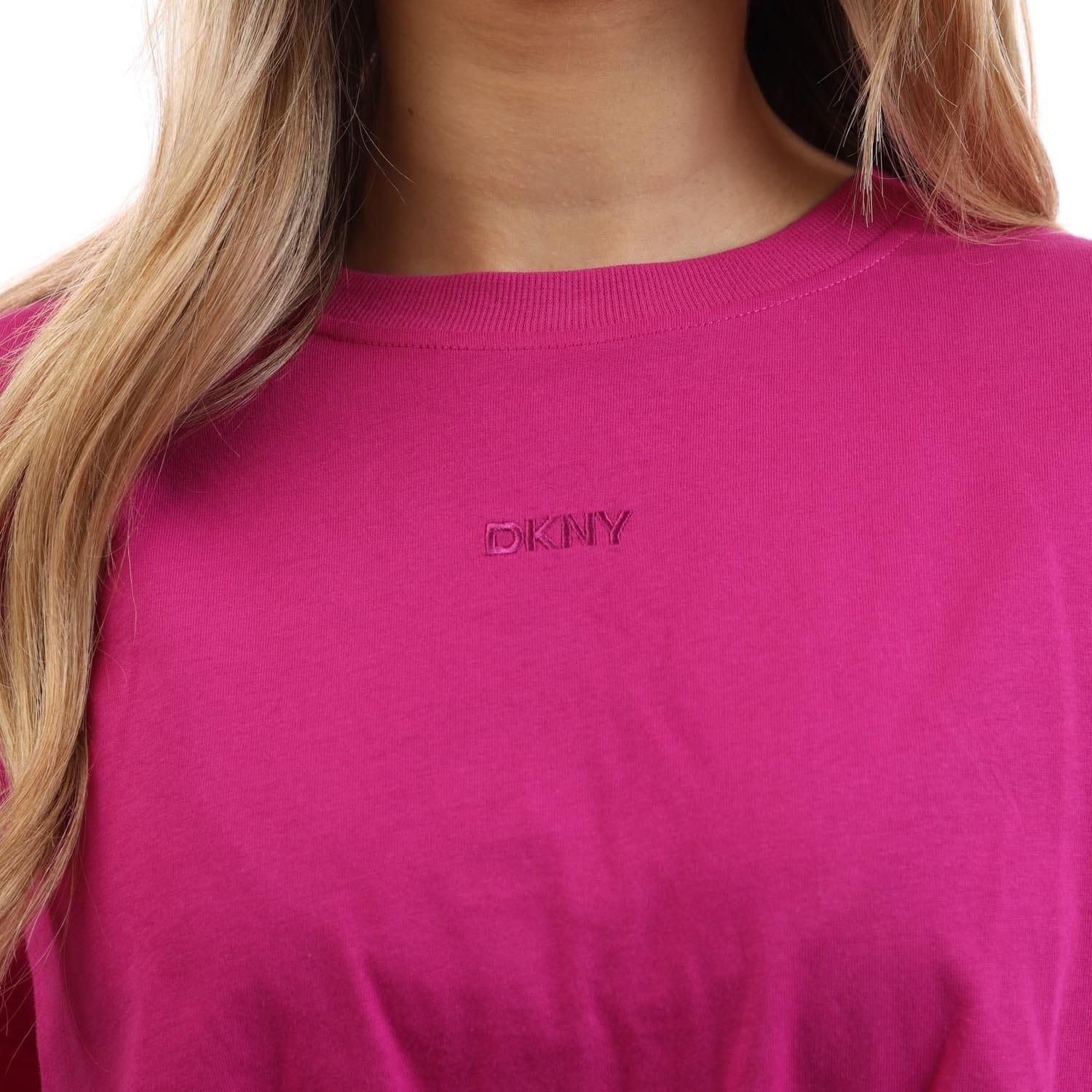 Pink Purple - DKNY - Embellished Logo Knot T-Shirt - 5