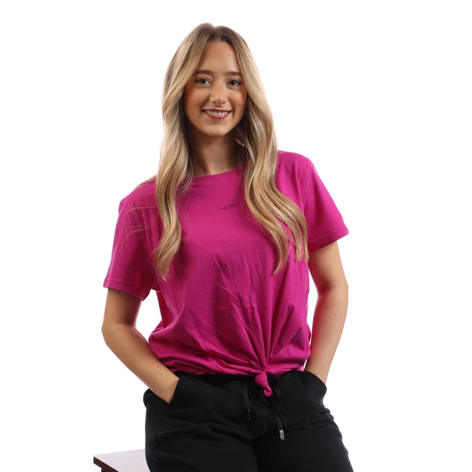 Pink Purple - DKNY - Embellished Logo Knot T-Shirt - 6