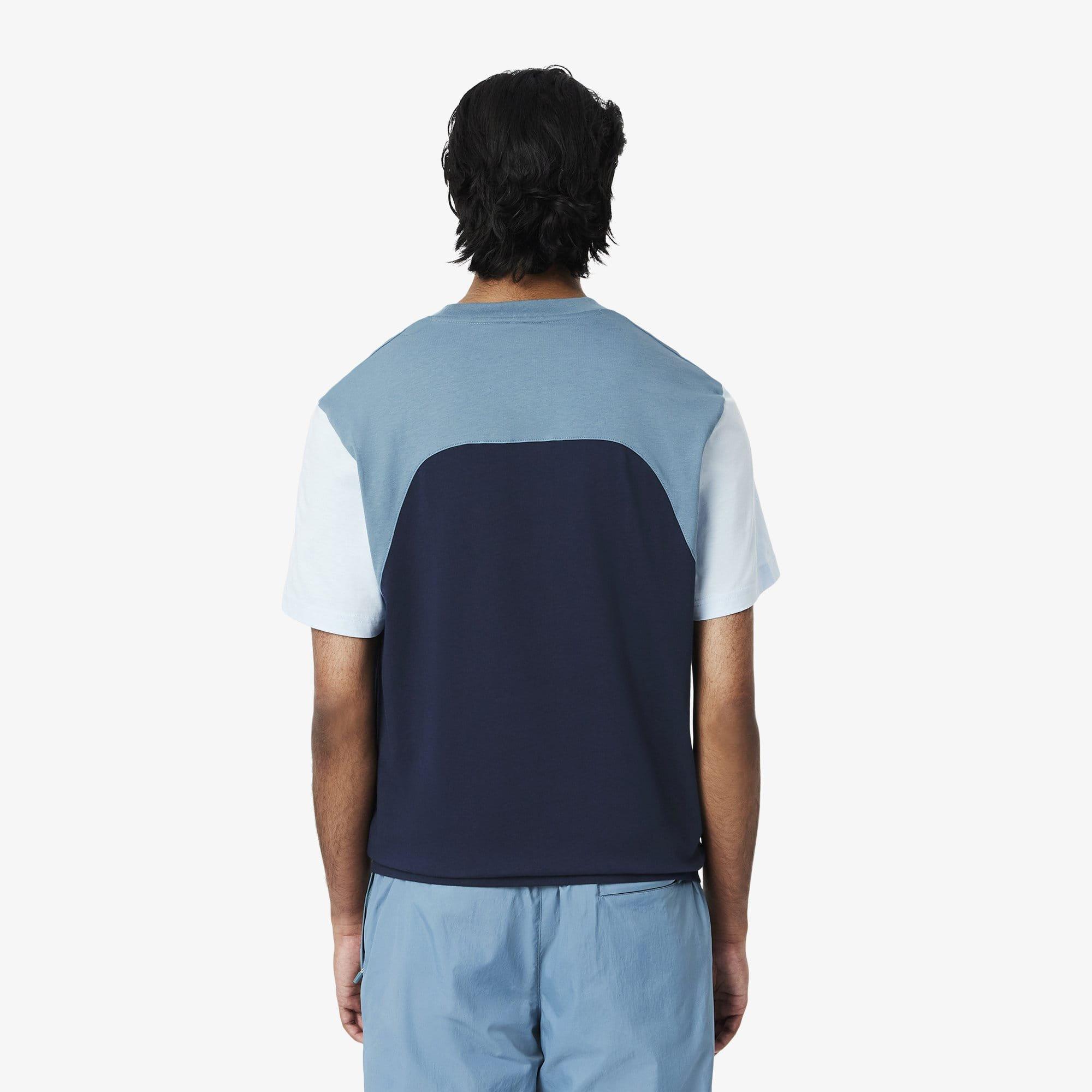 Navy - Lacoste - Cotton Jersey Colour Block T-Shirt - 3