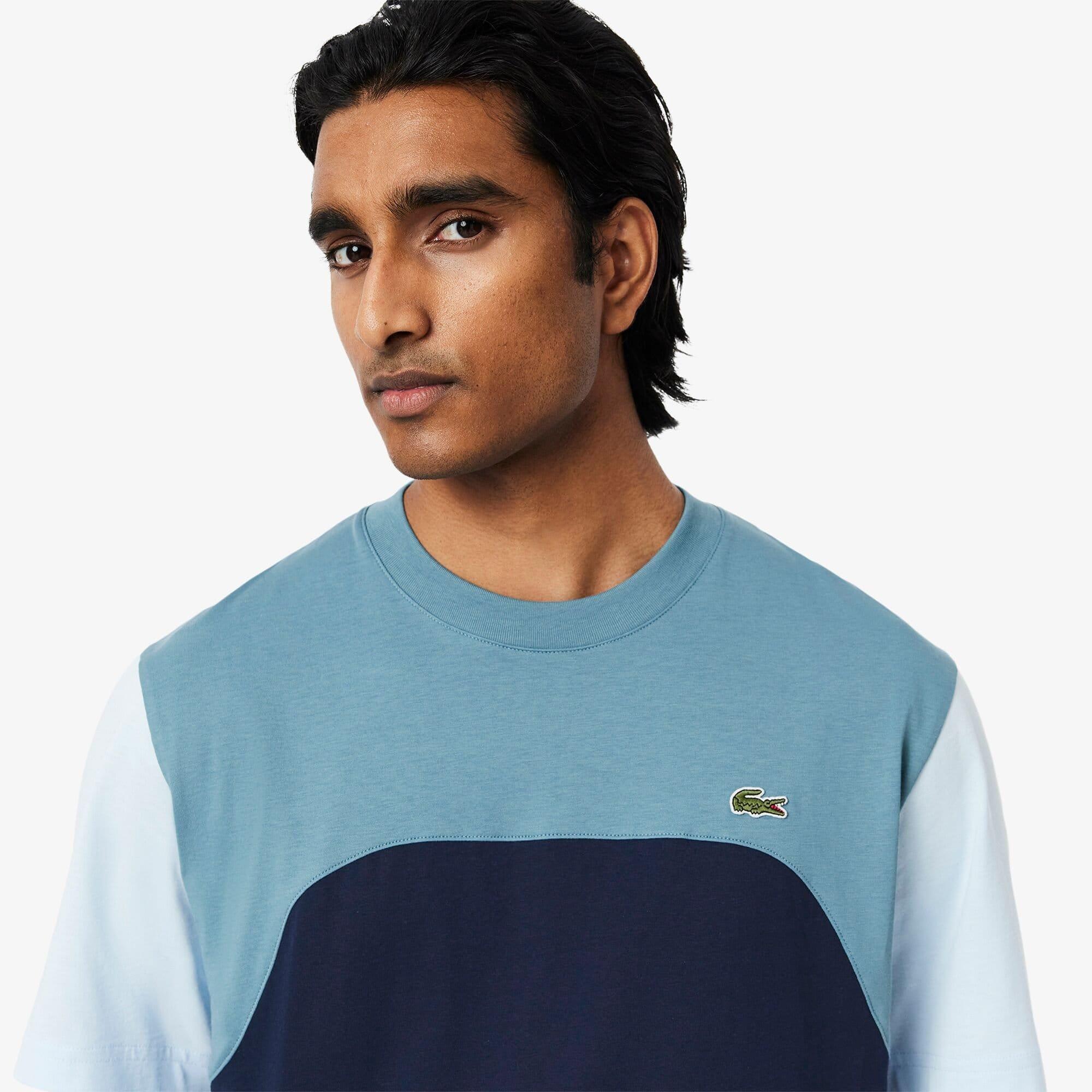 Navy - Lacoste - Cotton Jersey Colour Block T-Shirt - 4