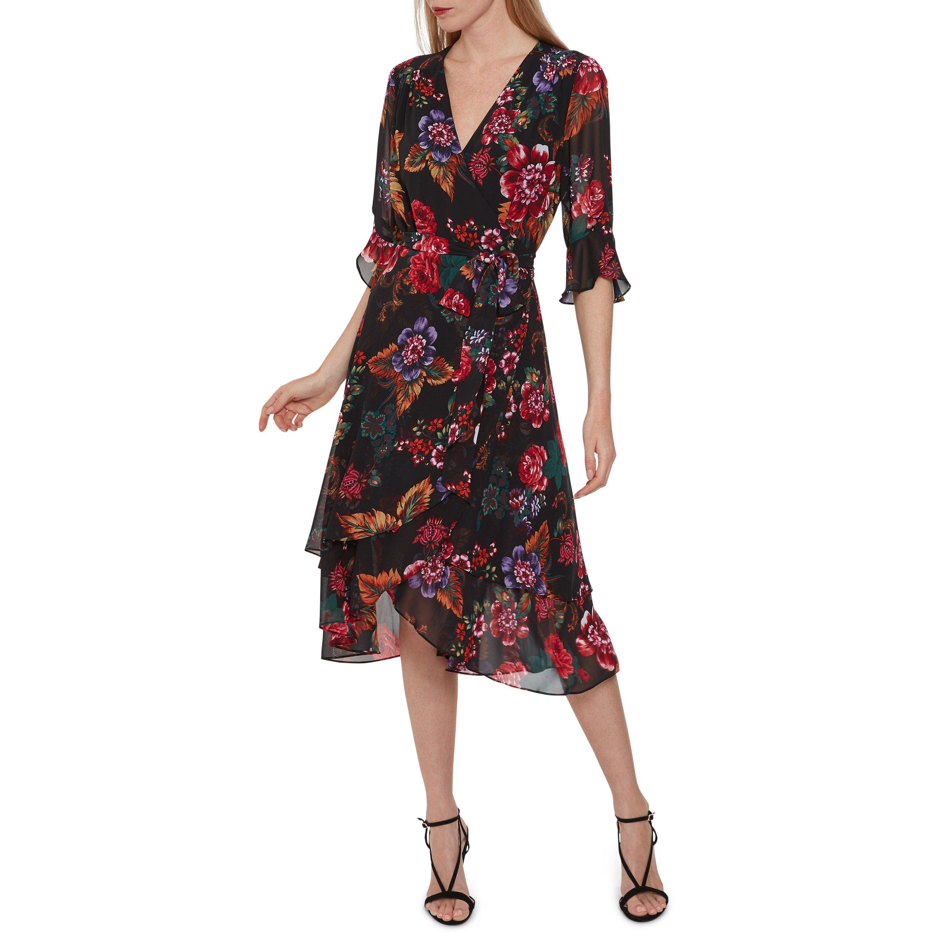 Black / Multi - Gina Bacconi - Gina Bacconi Marilene Chiffon Dress - 5