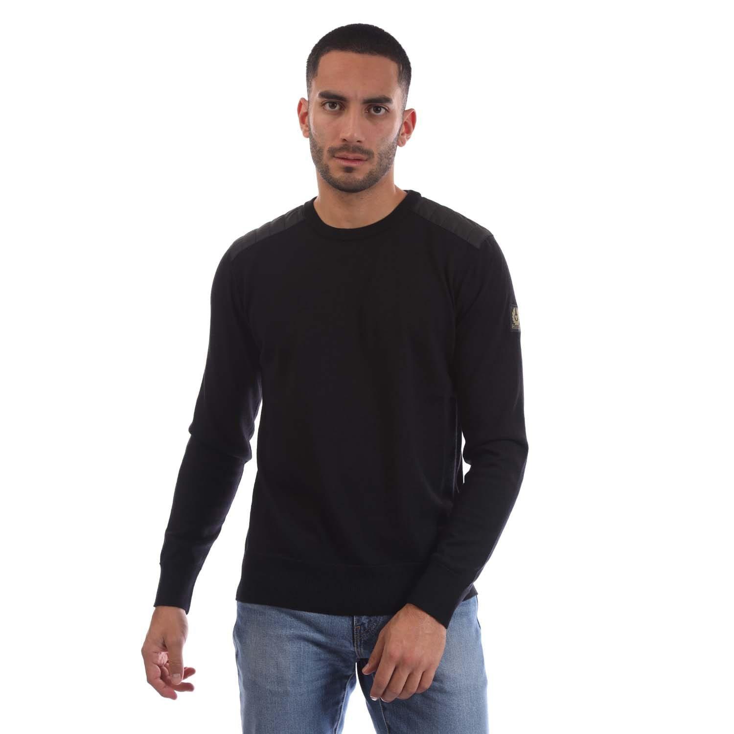 Black - Belstaff - Merino Crew Neck Kerrigan Jumper - 1