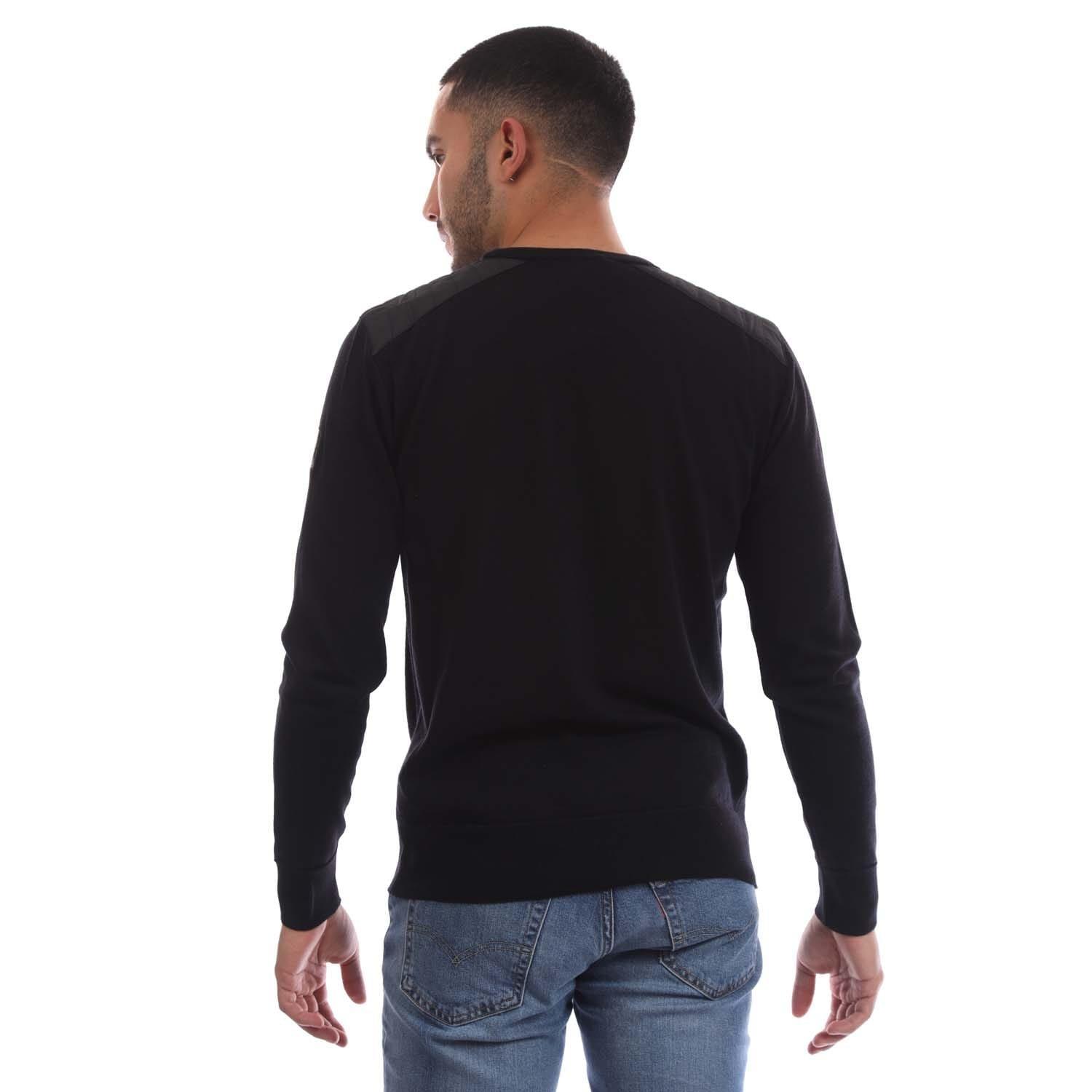 Black - Belstaff - Merino Crew Neck Kerrigan Jumper - 3