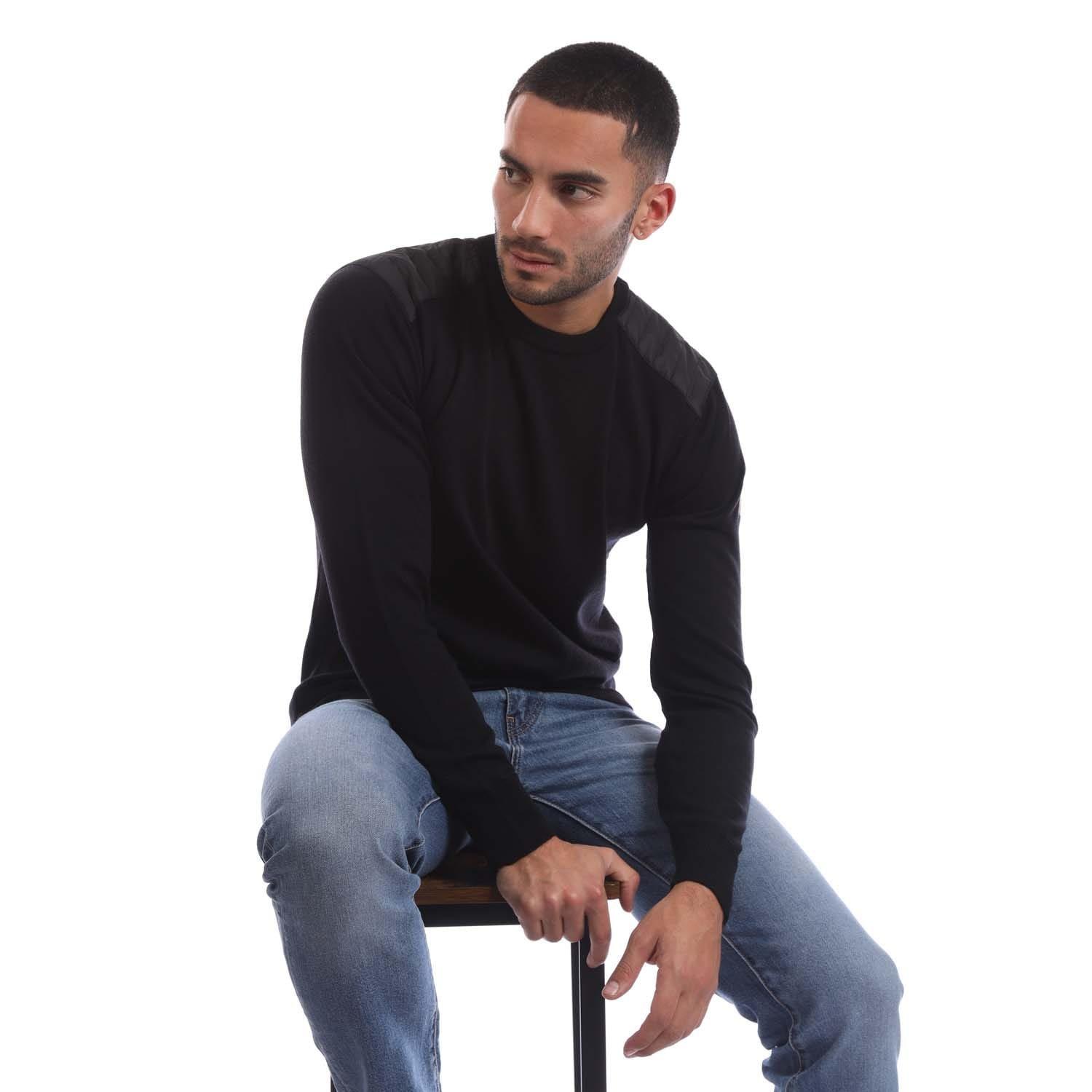 Black - Belstaff - Merino Crew Neck Kerrigan Jumper - 4