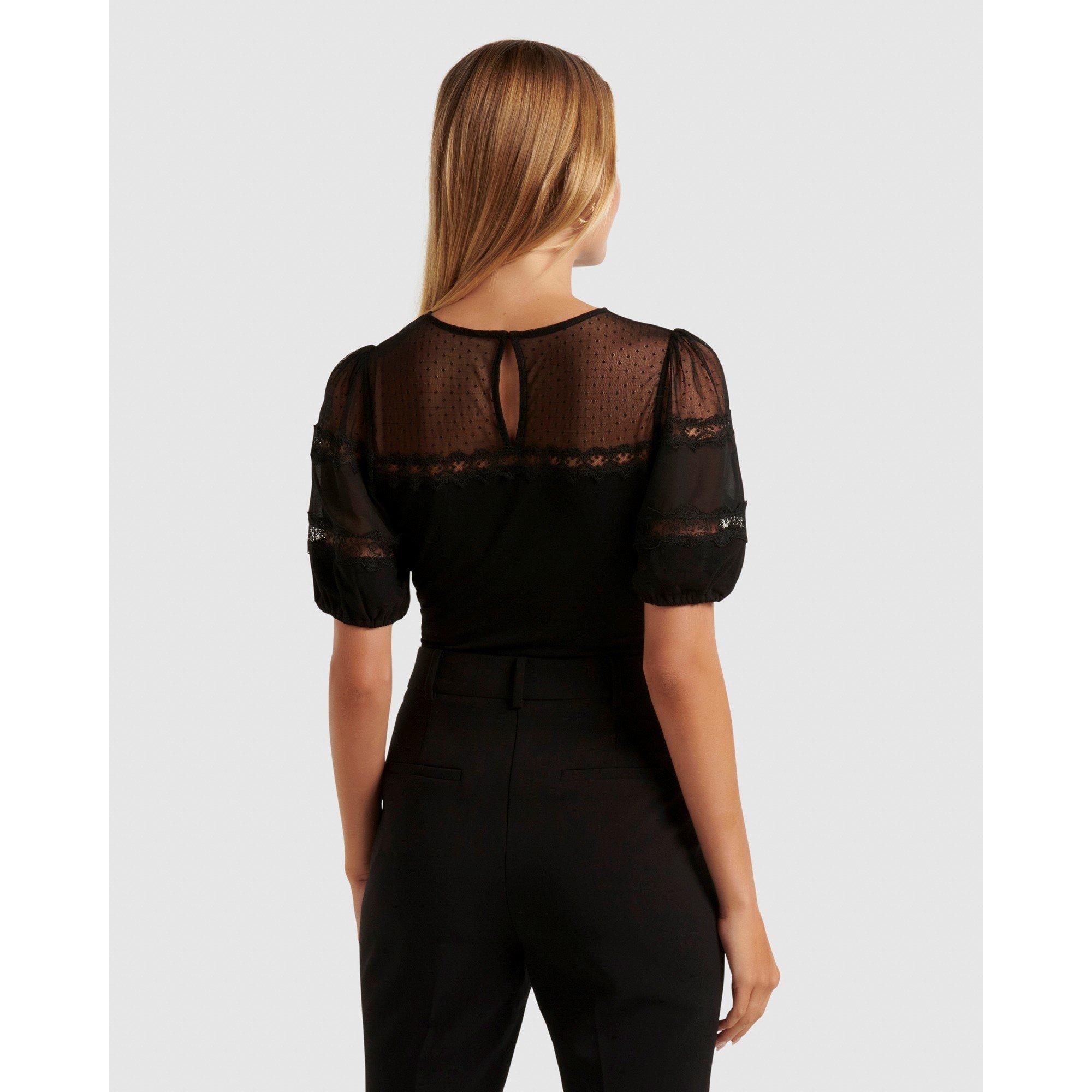 Black - Forever New - Matilda Spliced Puff Sleeve Top - 5