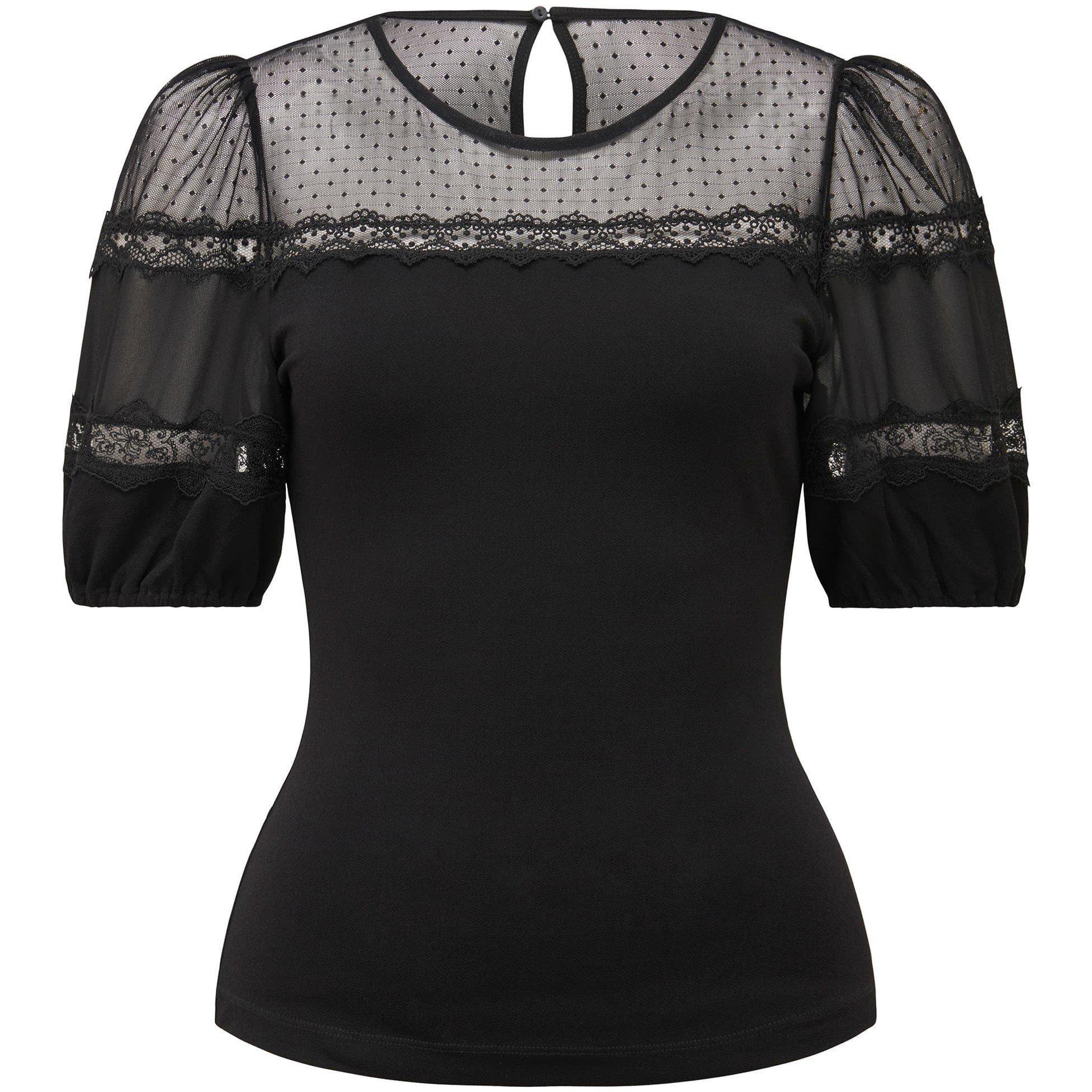 Black - Forever New - Matilda Spliced Puff Sleeve Top - 6
