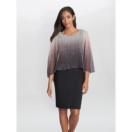 Gina Bacconi Shyla Foil Cape Chiffon Cocktail Dress