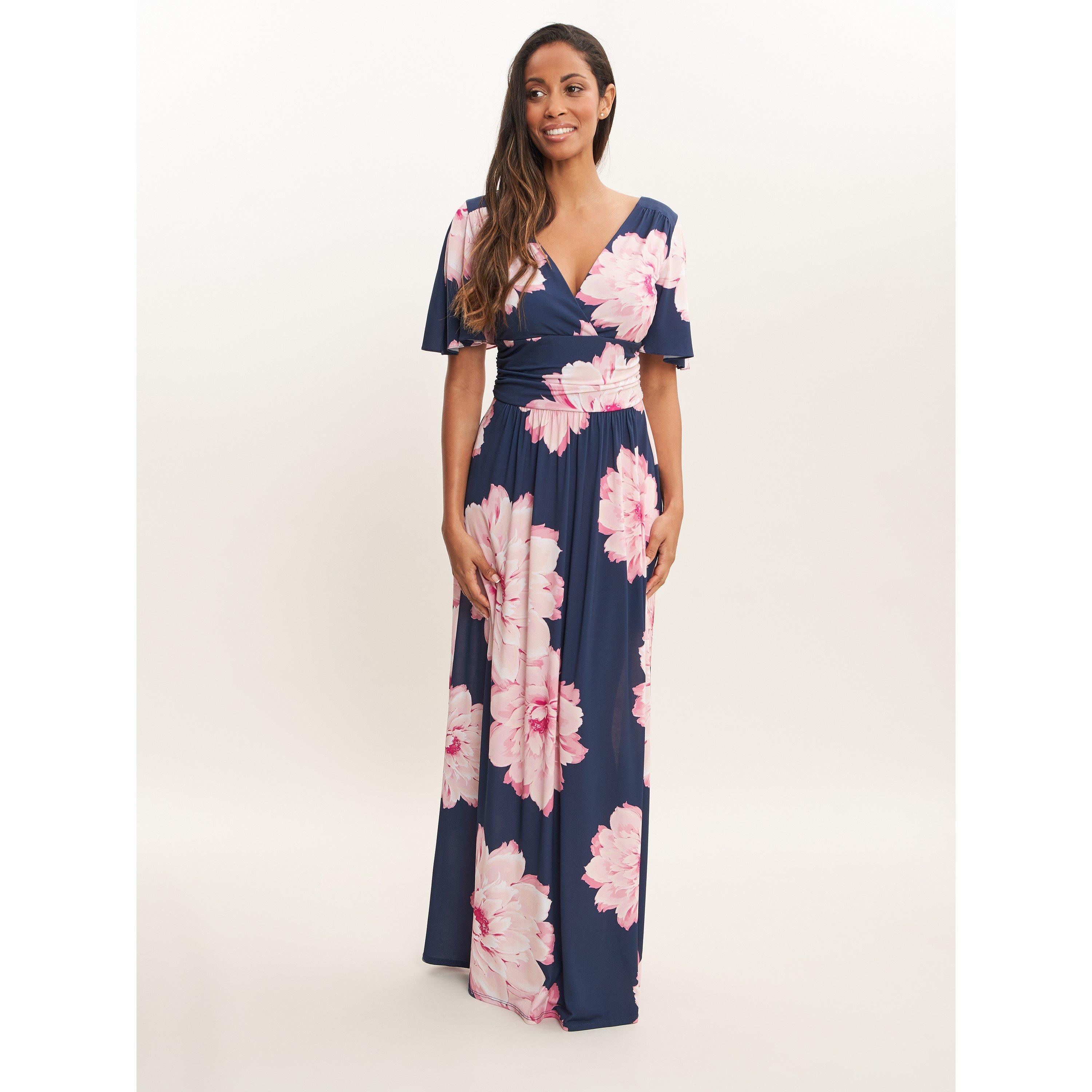 Gina Bacconi Women's Berlin  Colored Floral Maxi Dress - Navy  - 10