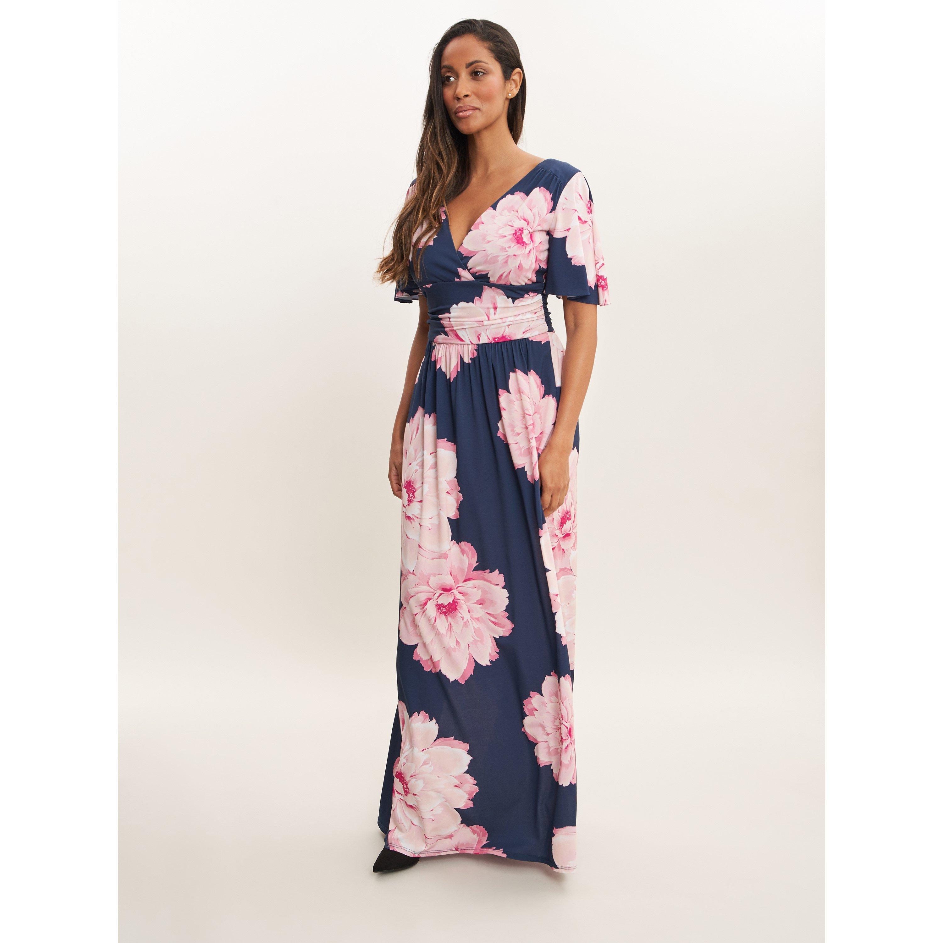 Navy Multi - Gina Bacconi - Berlin Multi Colored Floral Maxi Dress - 3