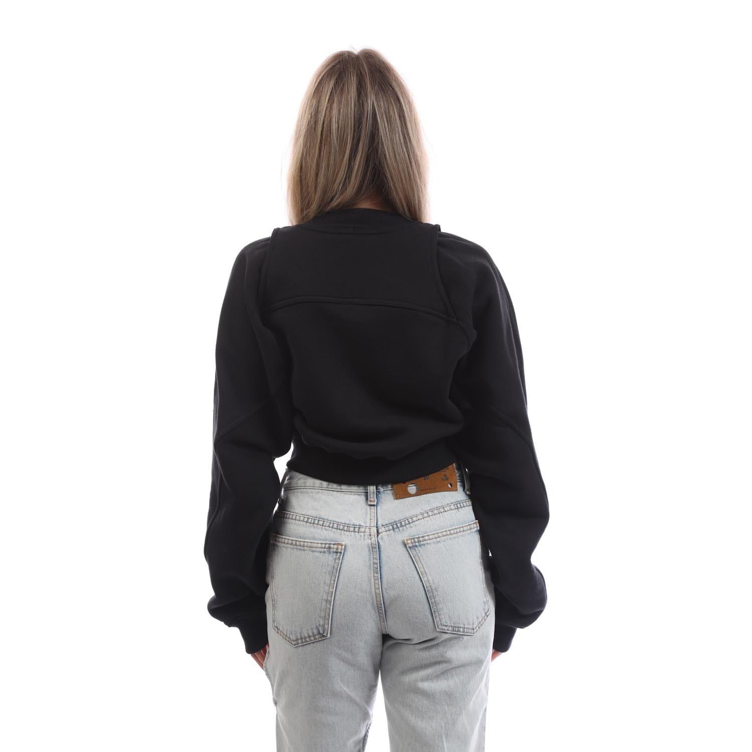 Black-White - Off White - Off Stamp Round Crop Crewneck Sweatshirt - 3