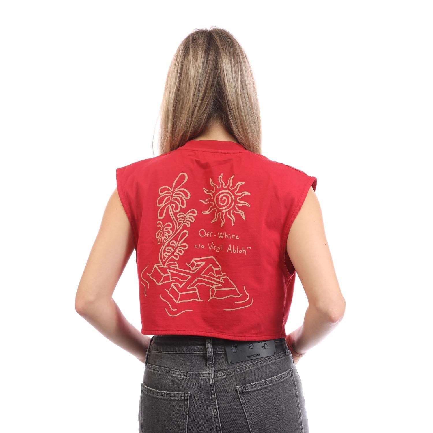 Red - Off White - Arrow Crop Top - 5