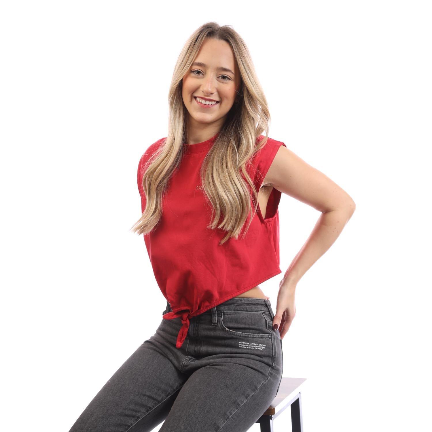 Red - Off White - Arrow Crop Top - 8