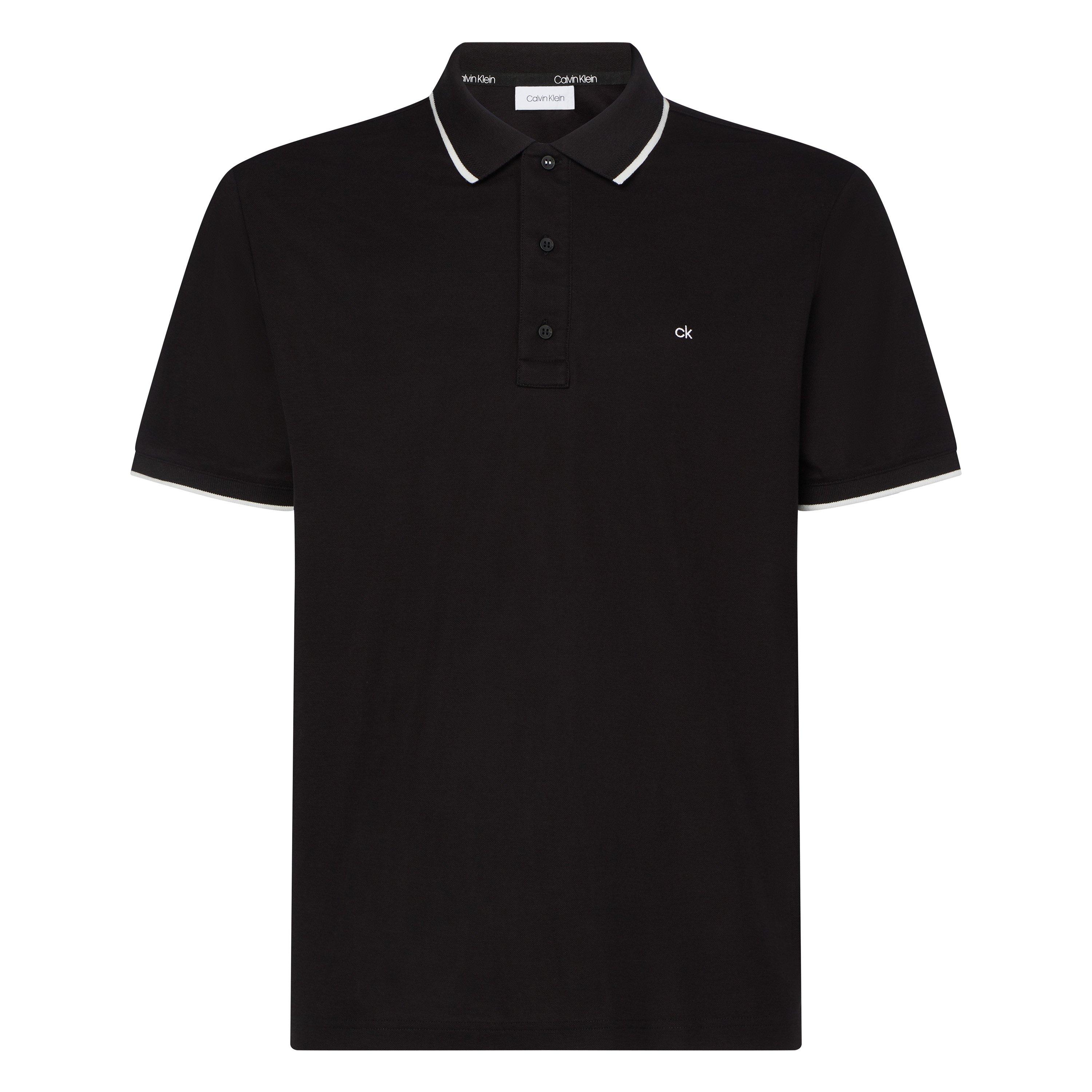 Black - Calvin Klein - Refined Pique Polo Top - 1