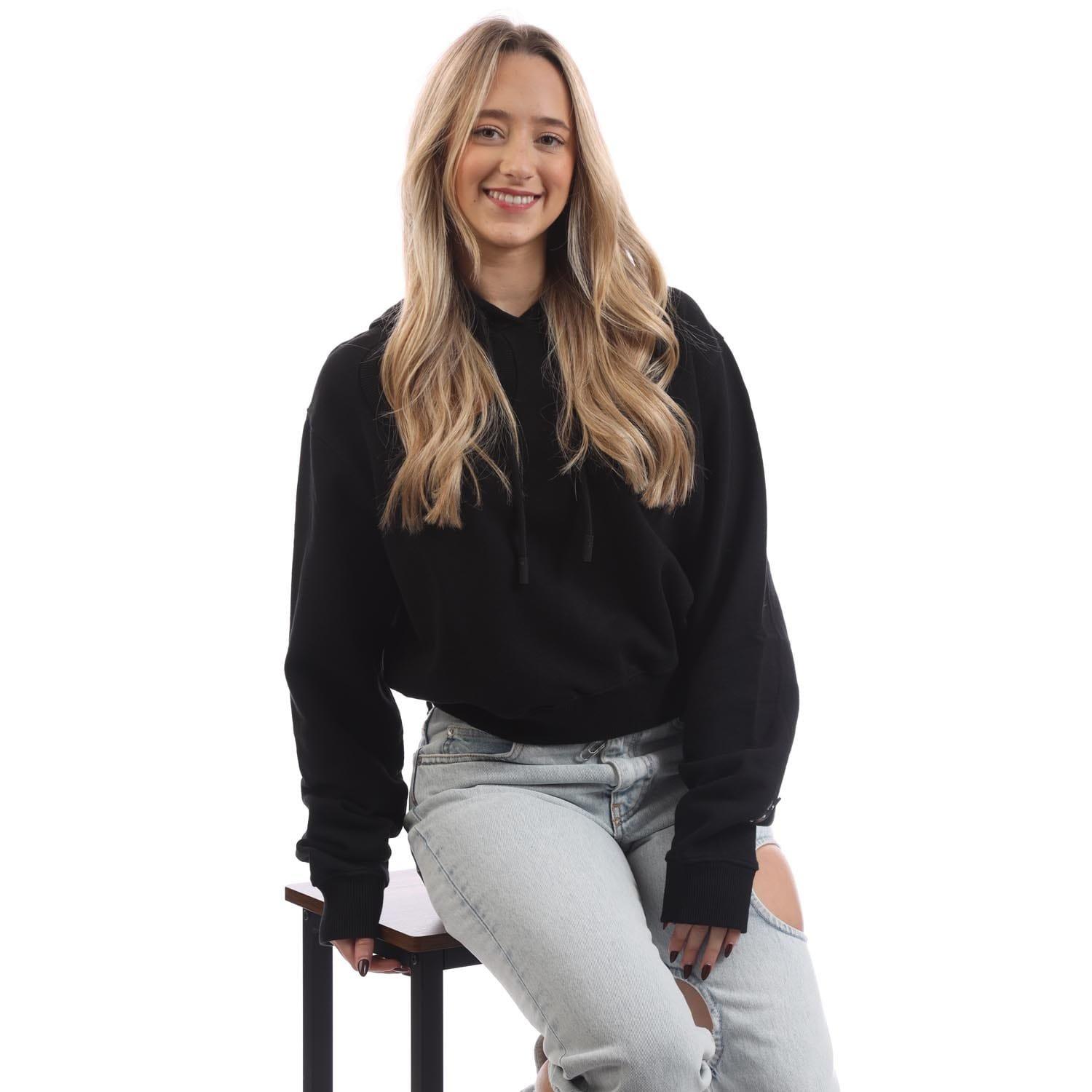 Black - Off White - Meteor Flag Cropped Hoodie - 4