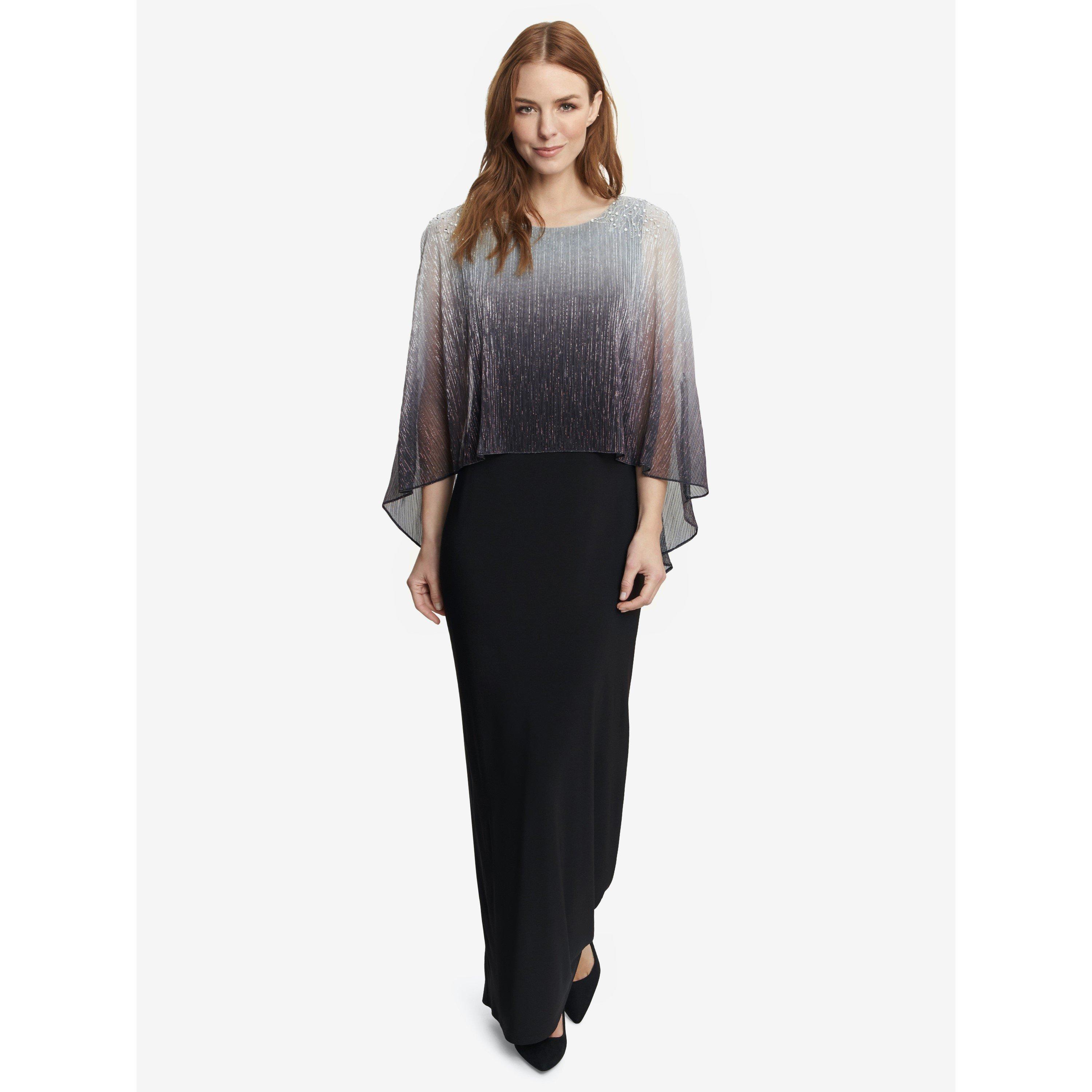 Black / Silver - Gina Bacconi - Avigail Long Ombre Popover Dress - 1