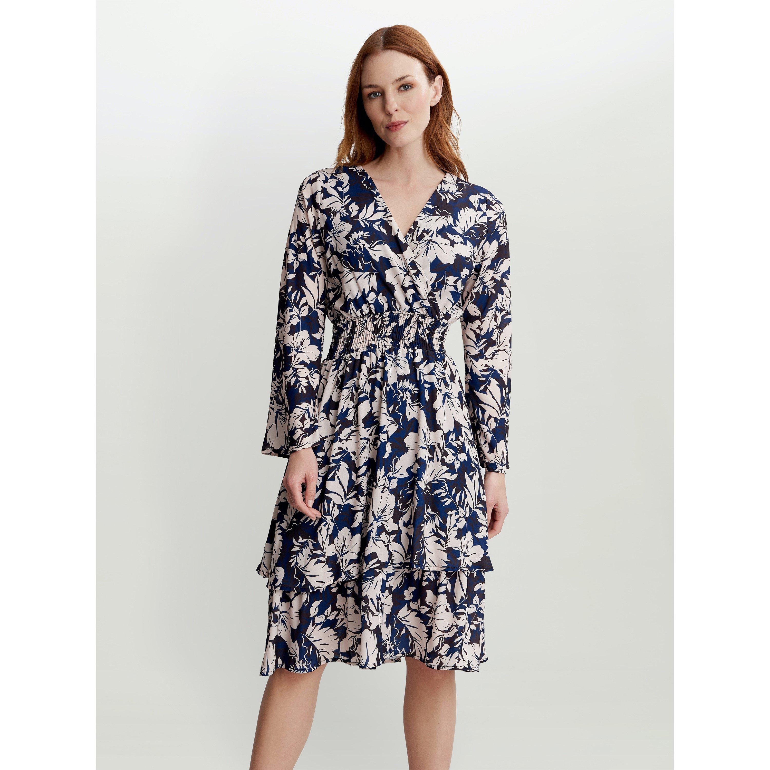 Navy - Gina Bacconi - ALARICE V NECK ROUCHED WAIST DRESS - 1