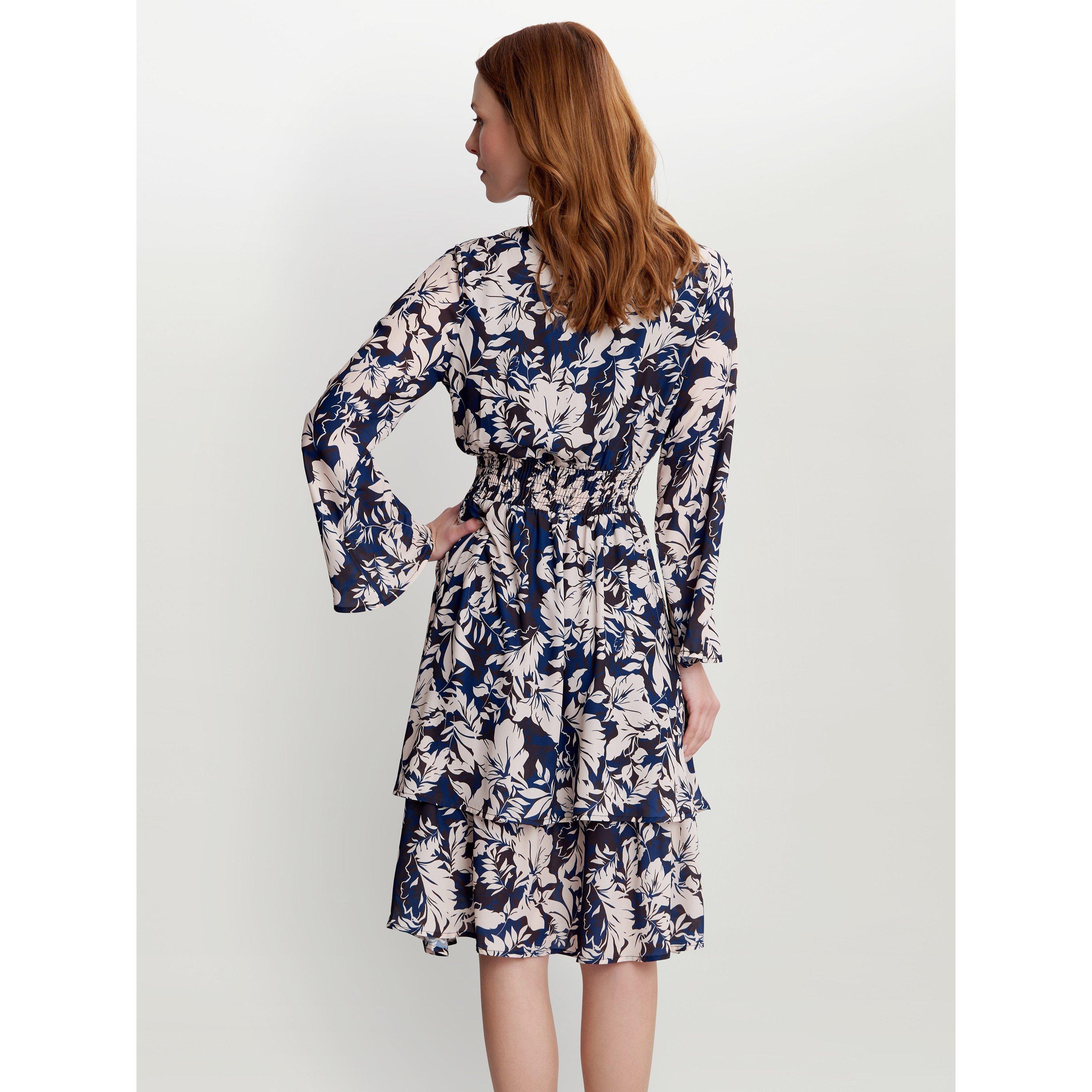 Navy - Gina Bacconi - ALARICE V NECK ROUCHED WAIST DRESS - 2