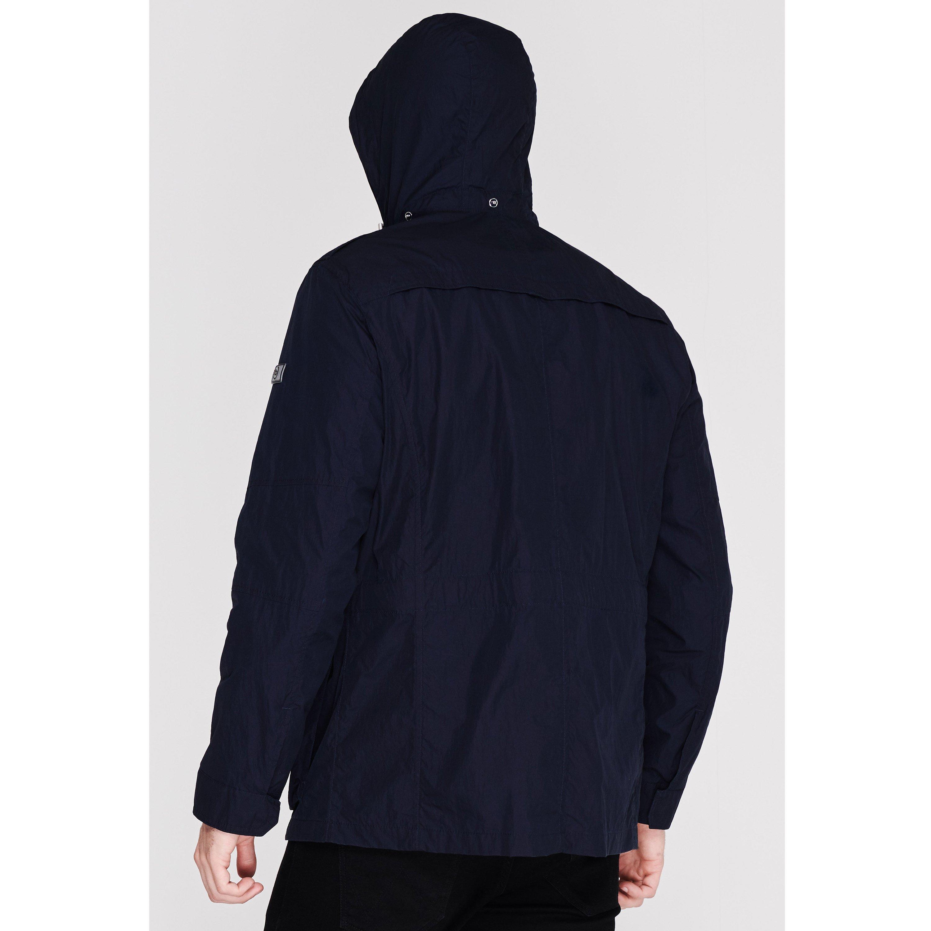 Navy - Bugatti - Men's  Double-Breasted Water Resistant Hooded Pea Coat - 4
