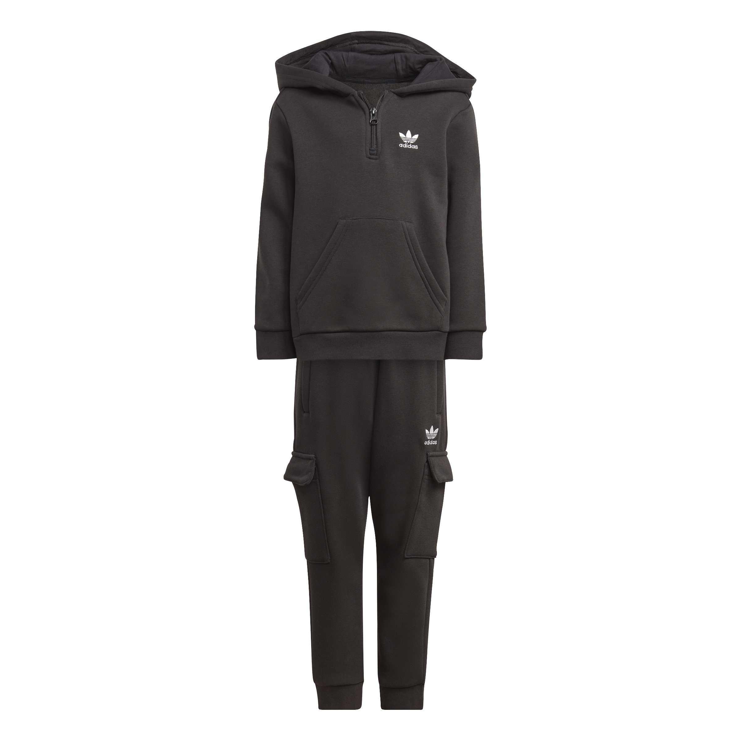 Black - adidas Originals - Half-Zip Hoodie Cargo Pants Set - 1