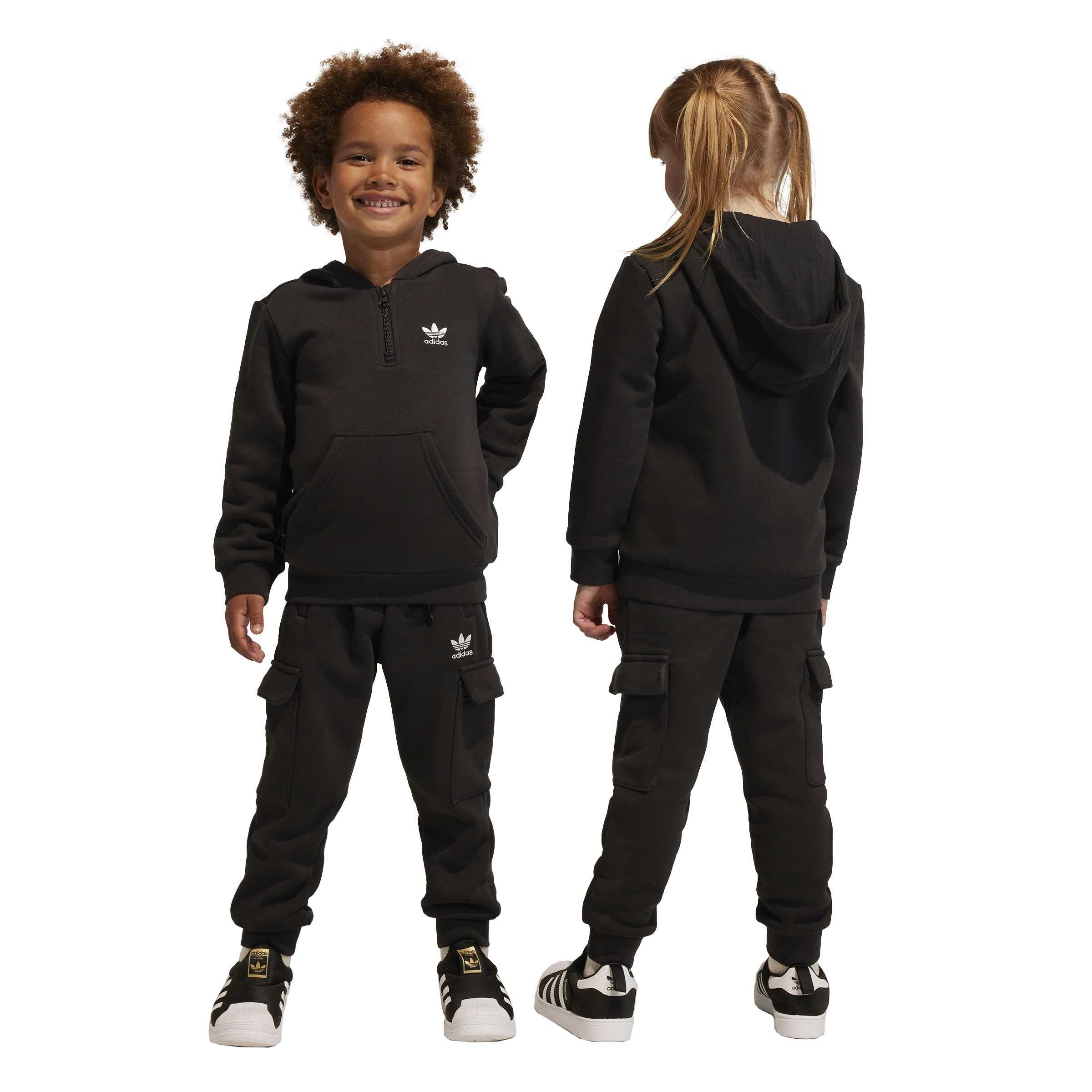 Black - adidas Originals - Half-Zip Hoodie Cargo Pants Set - 2