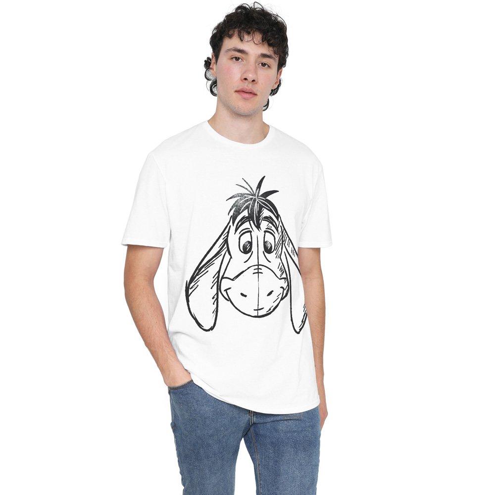Winnie The Pooh Men's Eeyore Sketchy Face T-Shirt - White - XXL