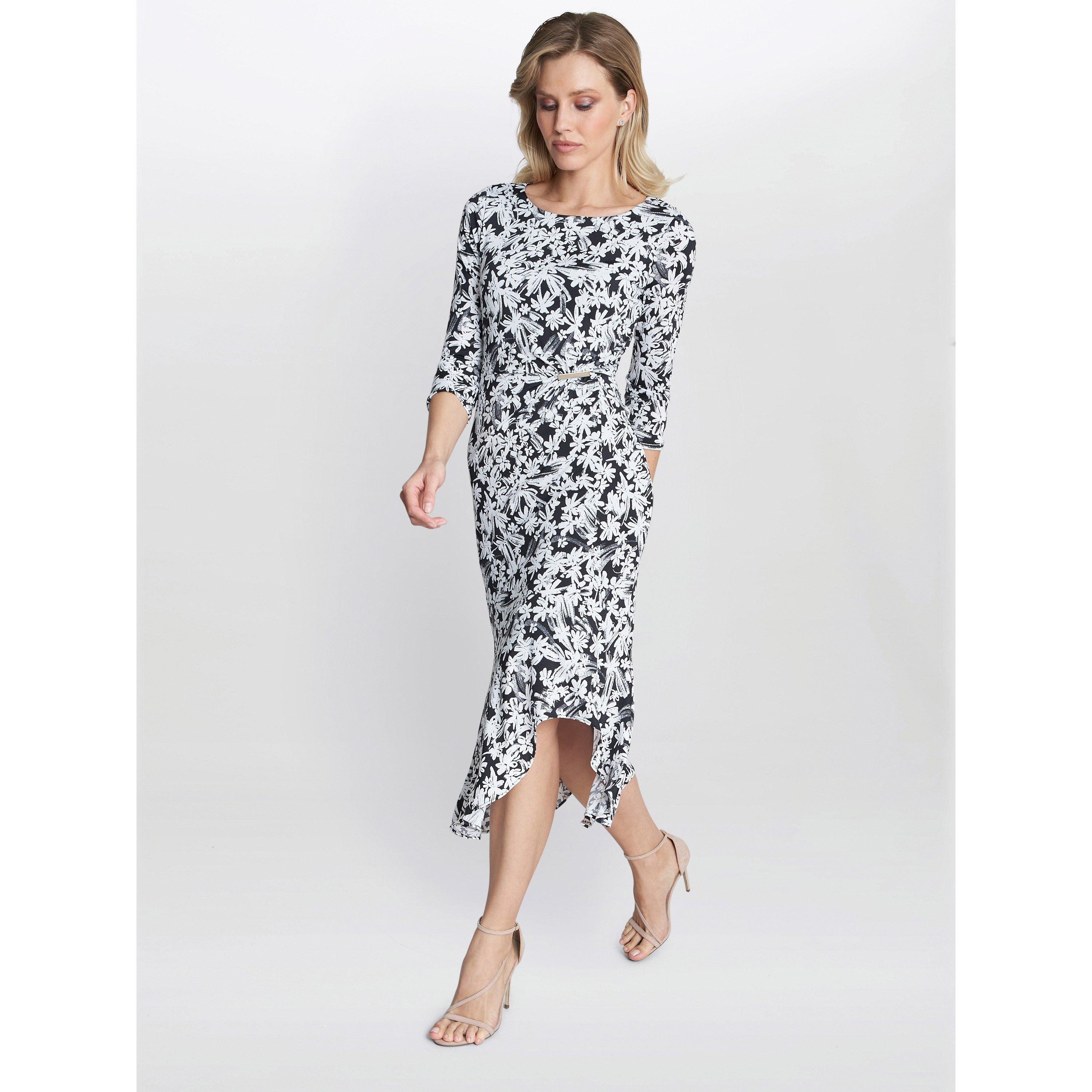 Black / White - Gina Bacconi - Charlee Jersey Dress With Gold Trim - 3