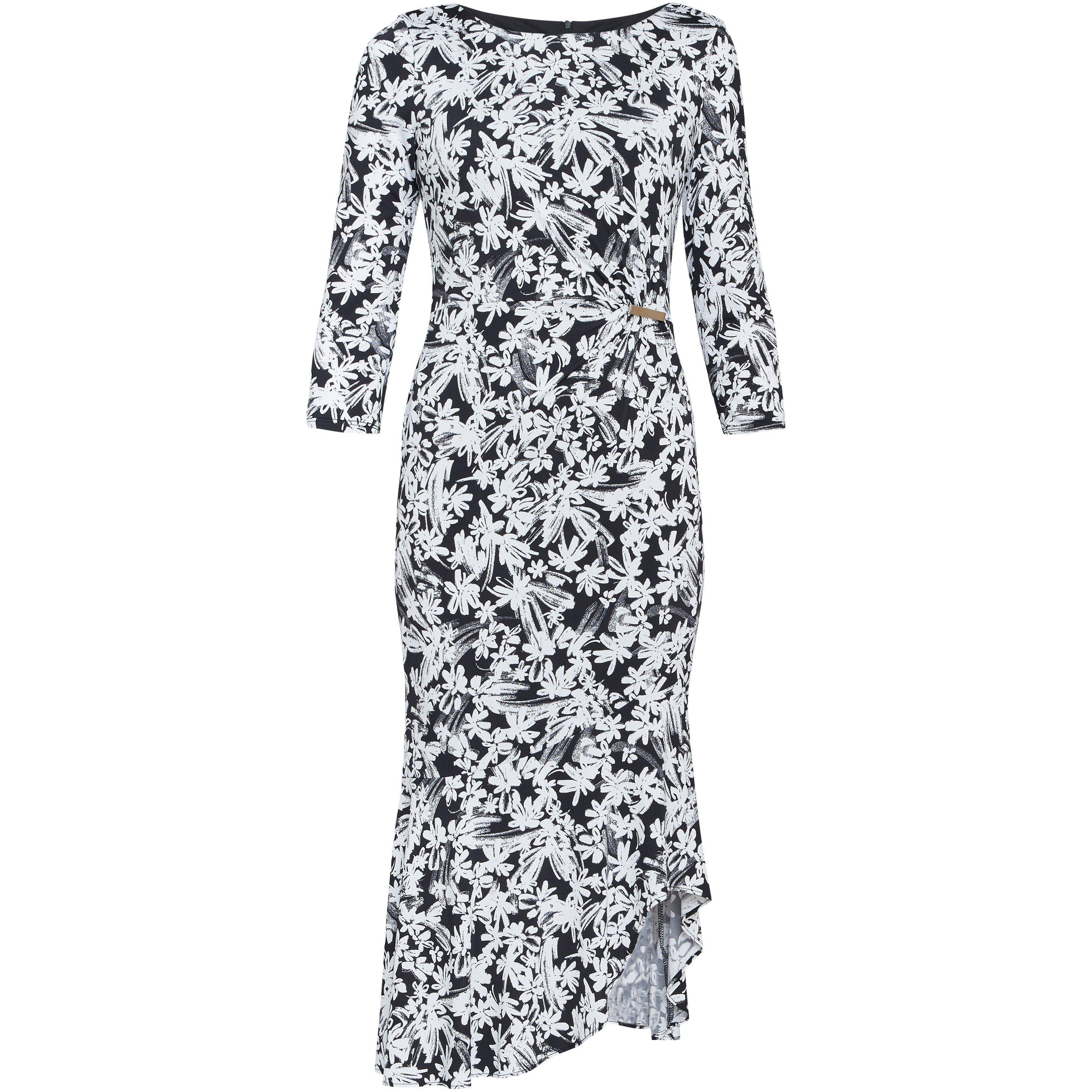 Black / White - Gina Bacconi - Charlee Jersey Dress With Gold Trim - 4