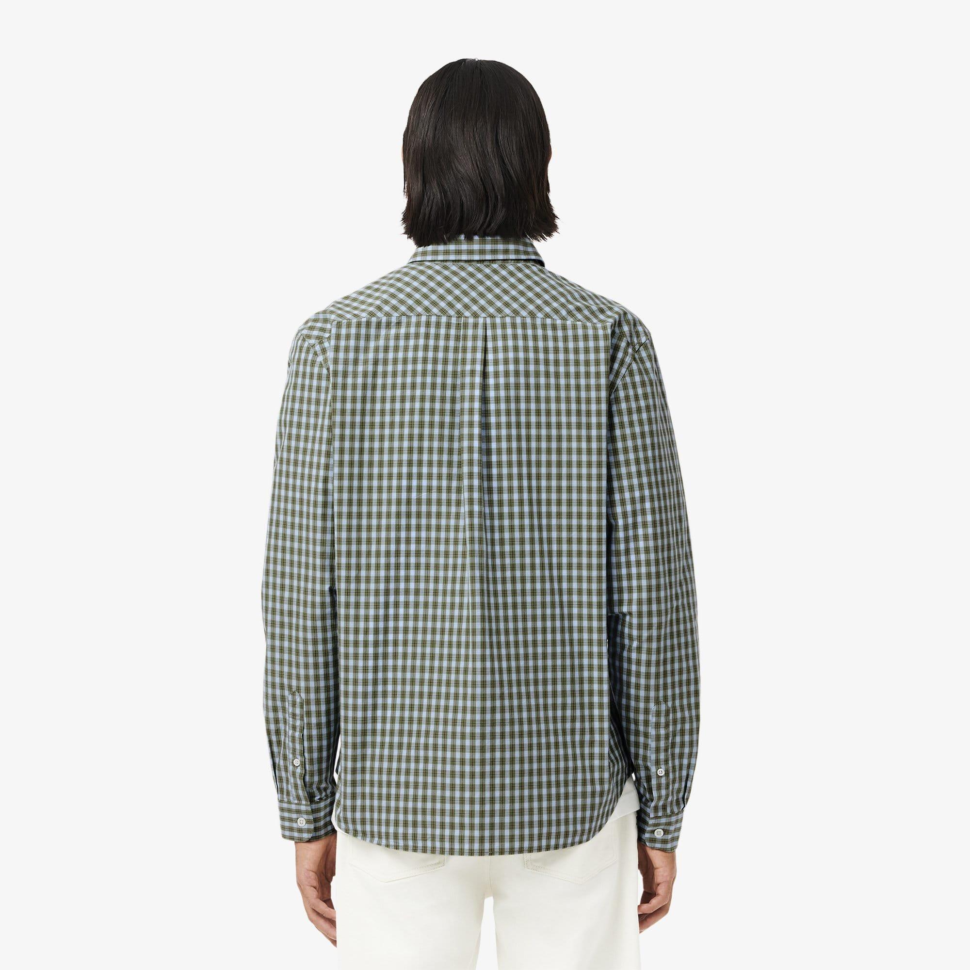 Khaki - Lacoste - Regular-Fit Plaid Poplin Shirt - 3