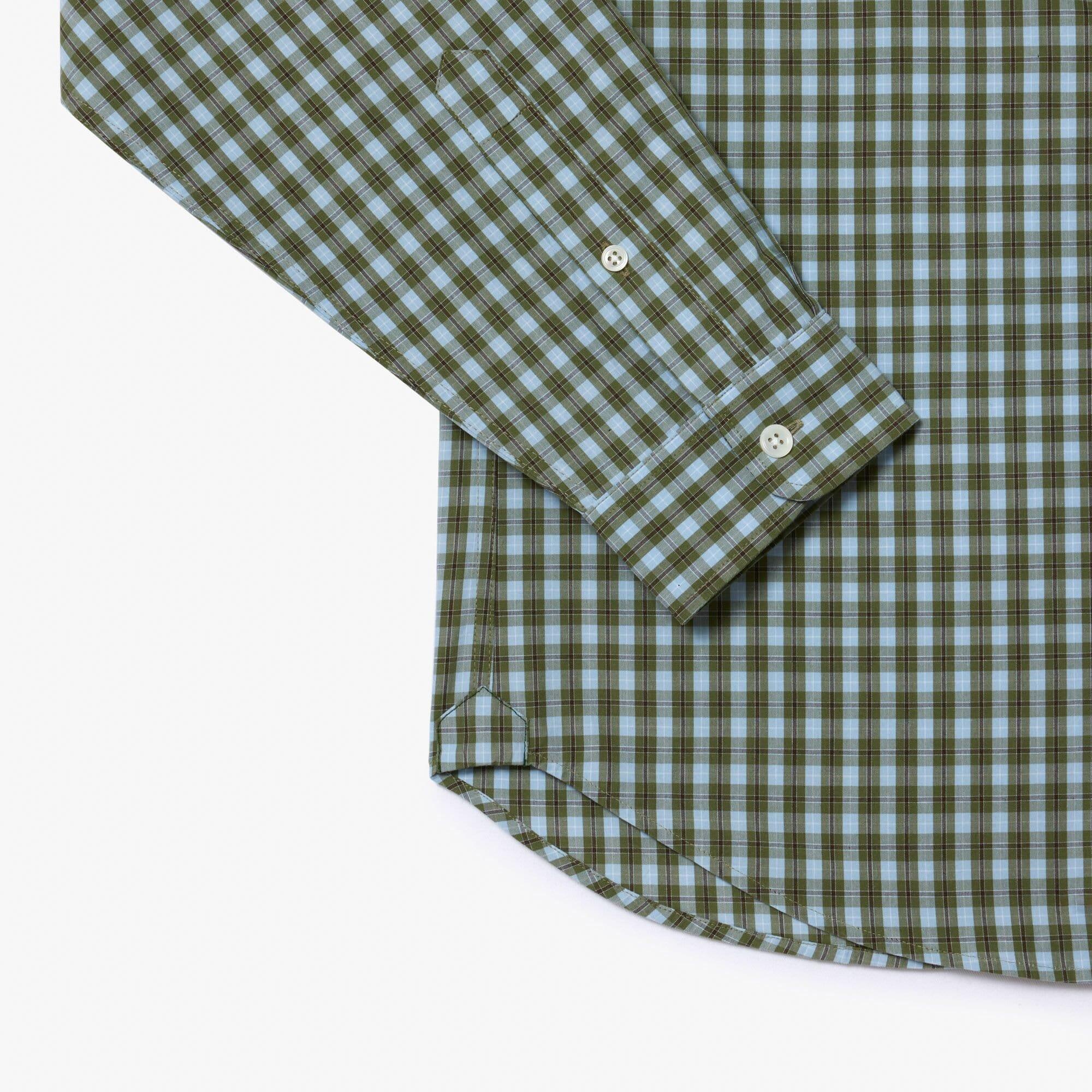 Khaki - Lacoste - Regular-Fit Plaid Poplin Shirt - 5