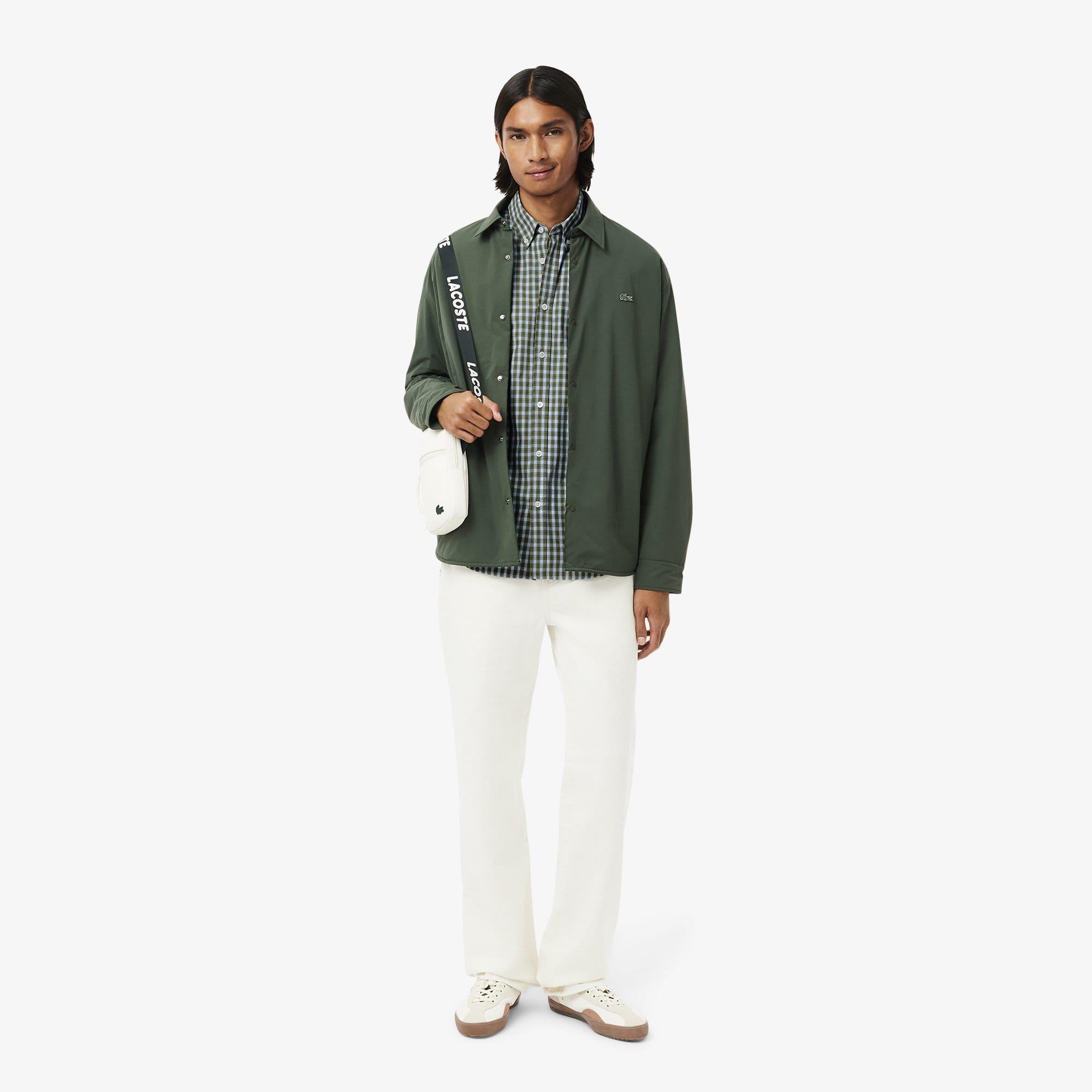 Khaki - Lacoste - Regular-Fit Plaid Poplin Shirt - 7