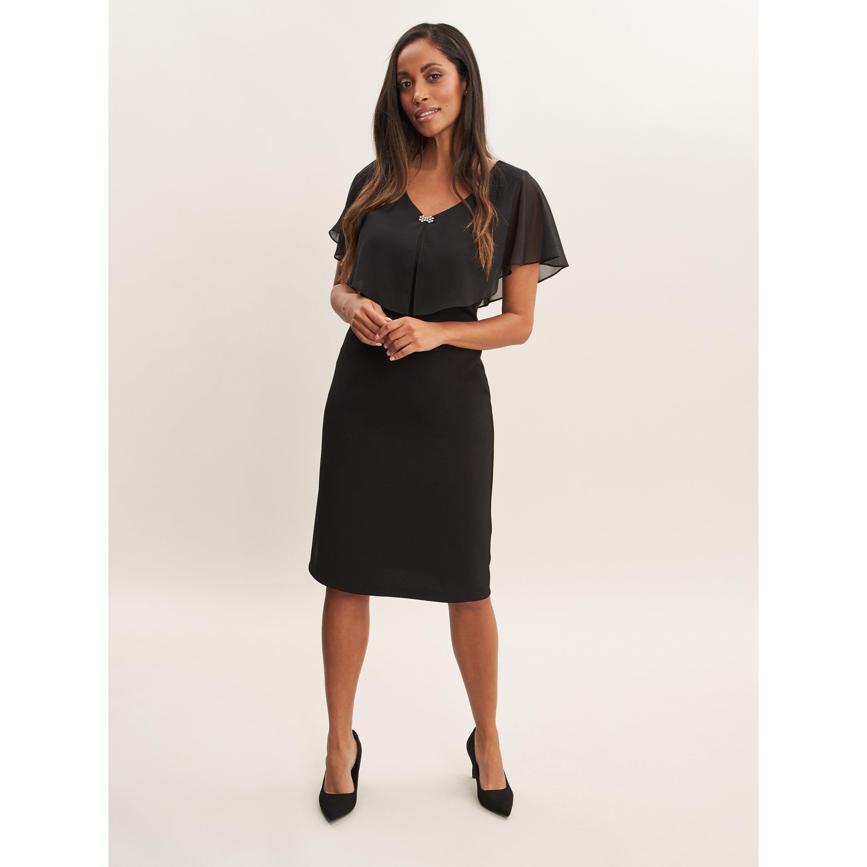 Black - Gina Bacconi - Ryan Short V-Neck Shift Dress - 3