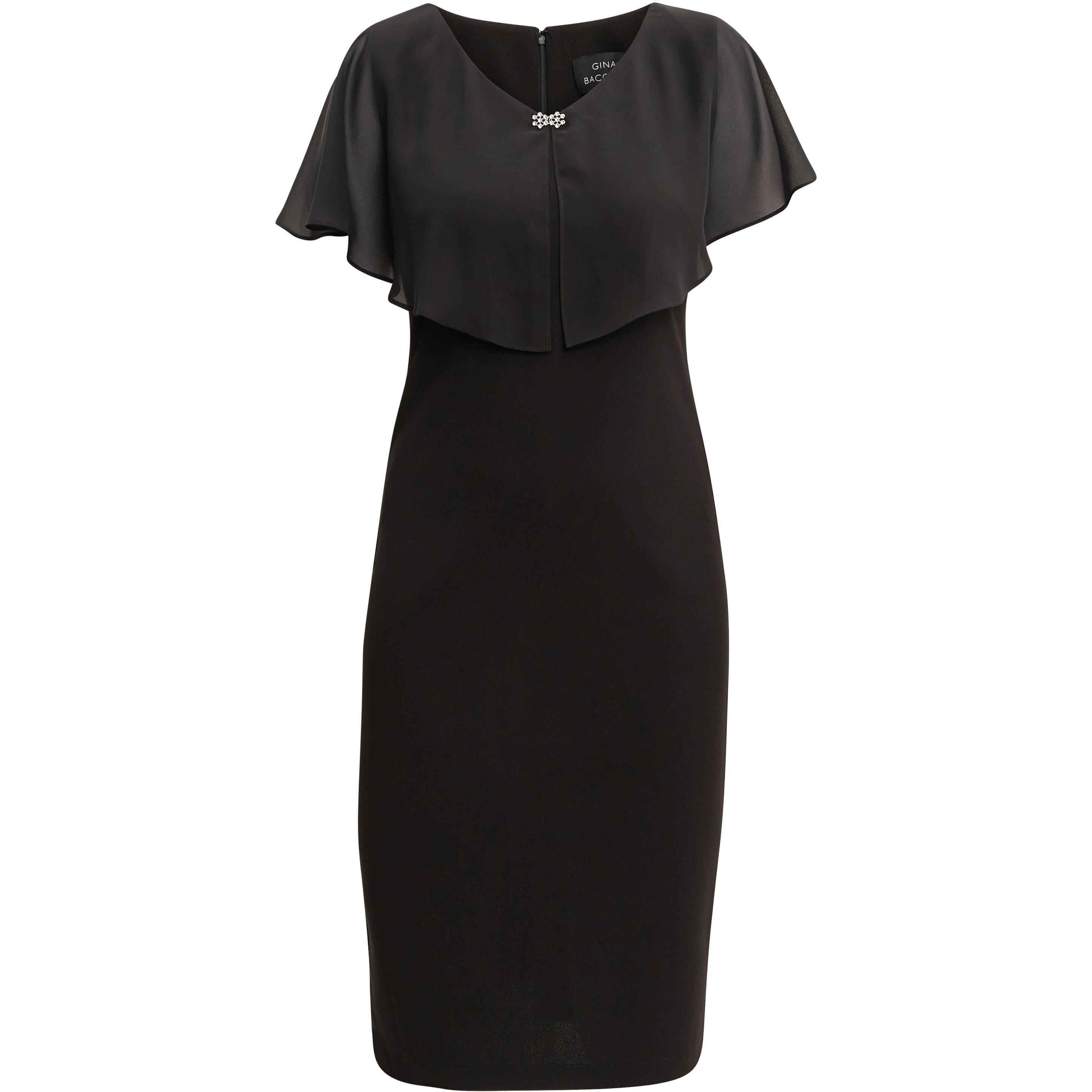 Black - Gina Bacconi - Ryan Short V-Neck Shift Dress - 4