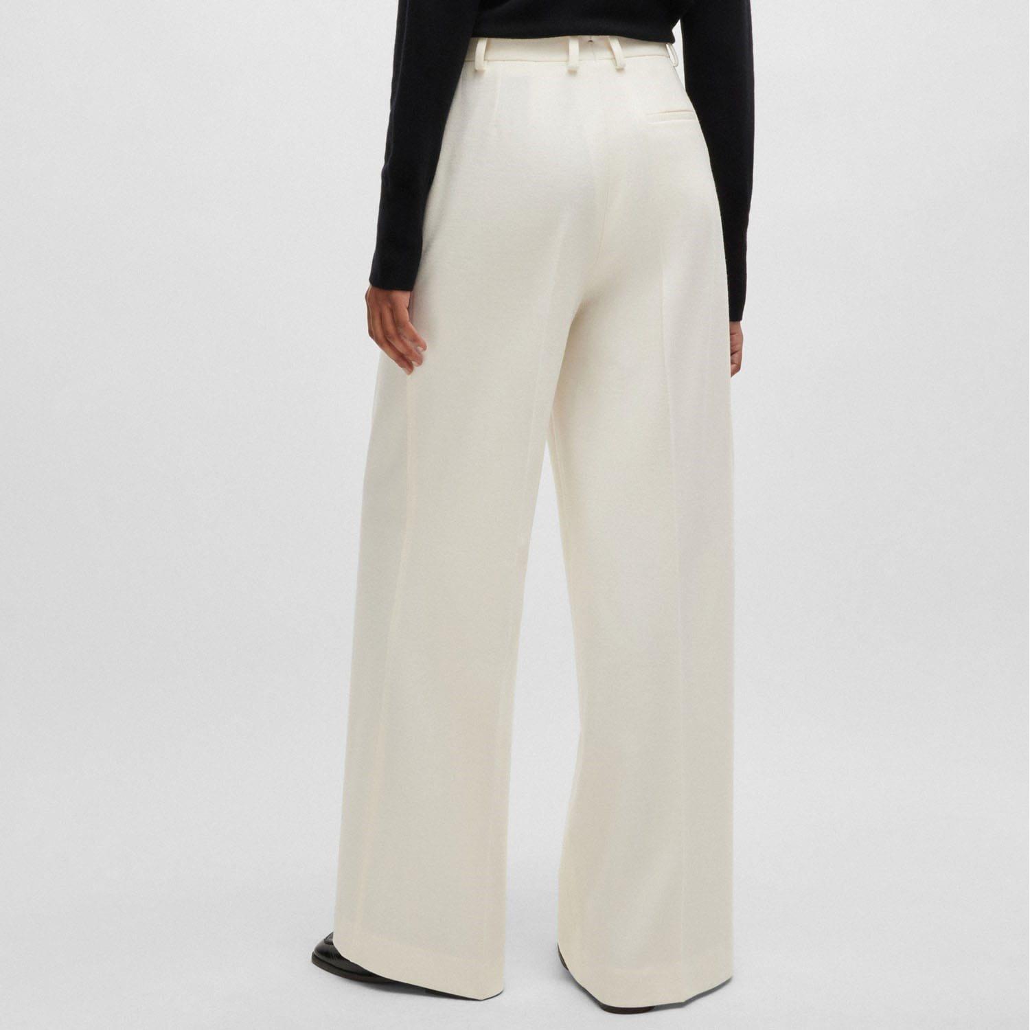 White - Boss - Tacarana Pleat Front Trousers - 2