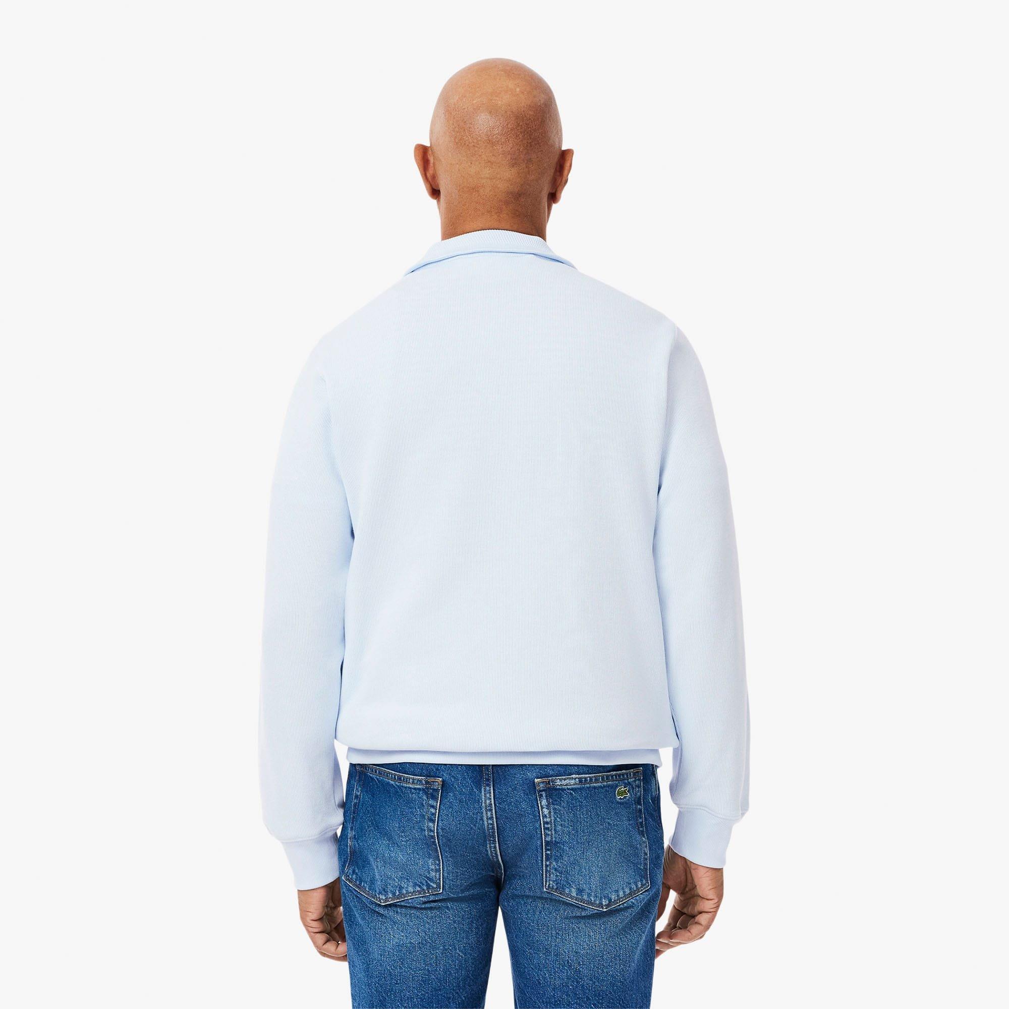 Blue - Lacoste - Zip Neck High Neck Interlock Sweatshirt - 3