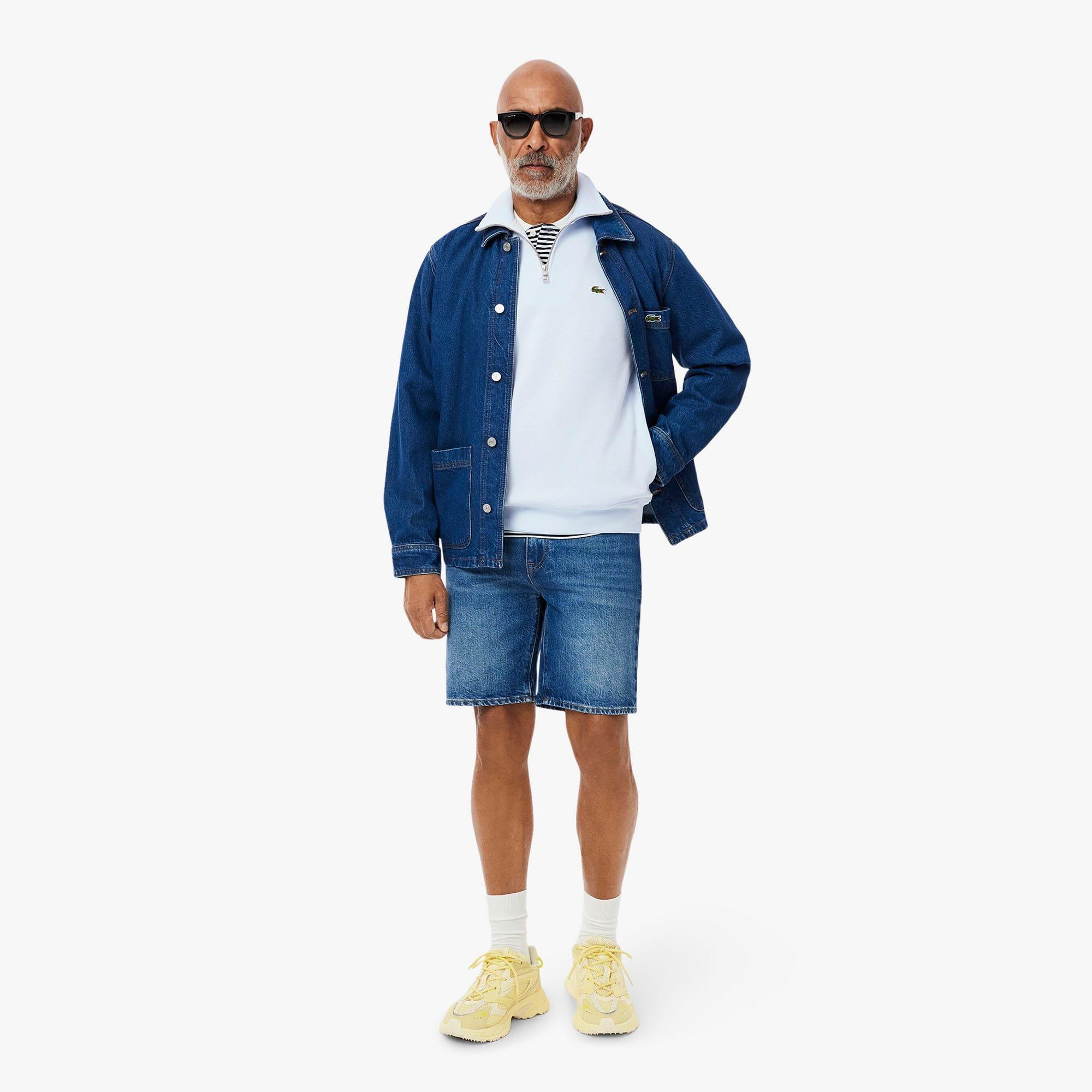 Blue - Lacoste - Zip Neck High Neck Interlock Sweatshirt - 4