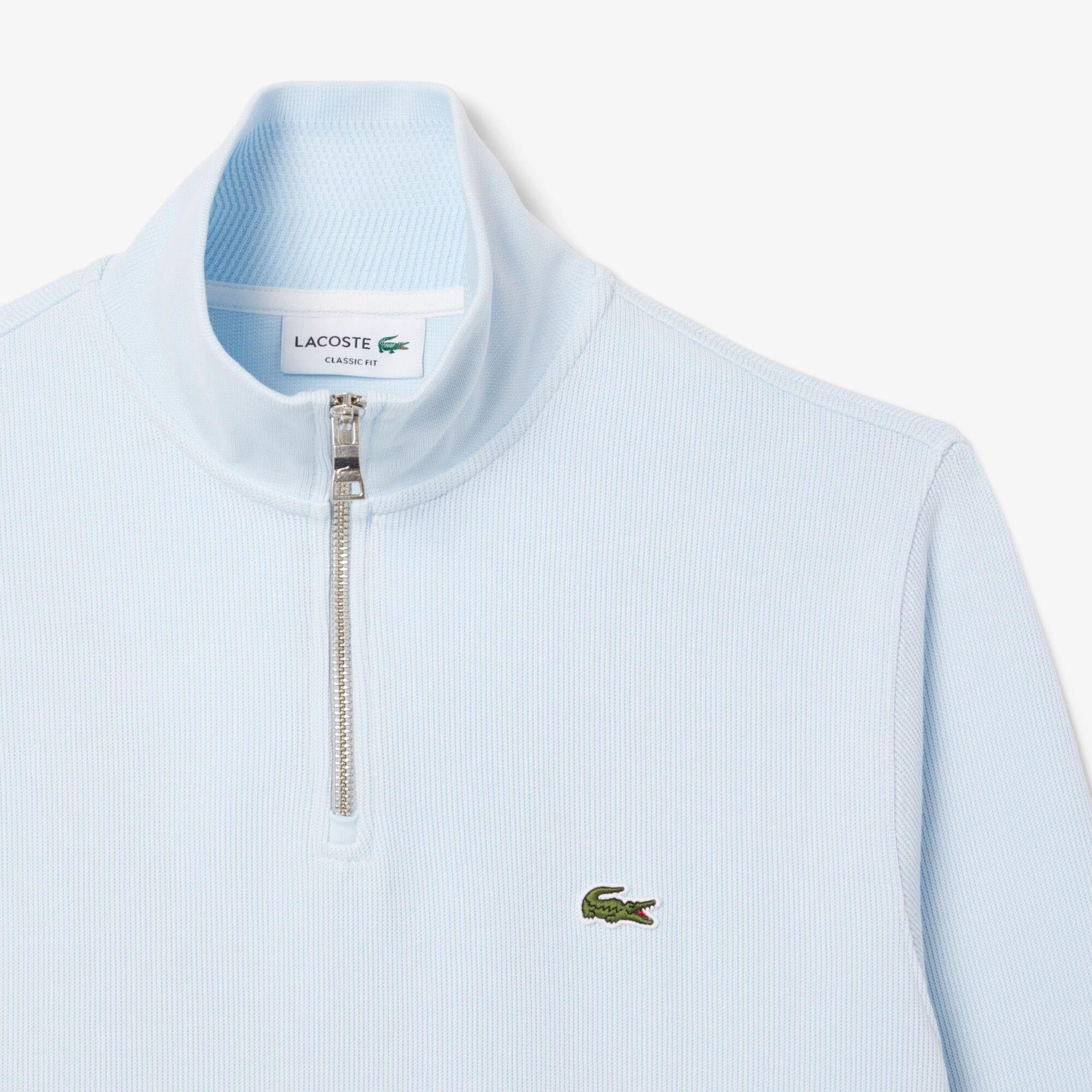 Blue - Lacoste - Zip Neck High Neck Interlock Sweatshirt - 6
