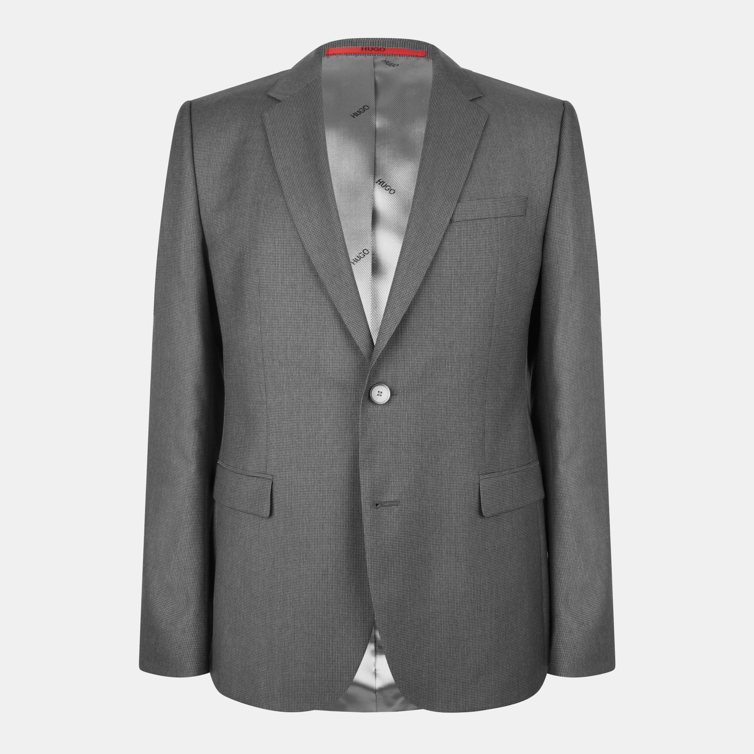 Mid Grey - Hugo - SB2 Extra Slim Fit Pin Dot Suit Jacket - 1