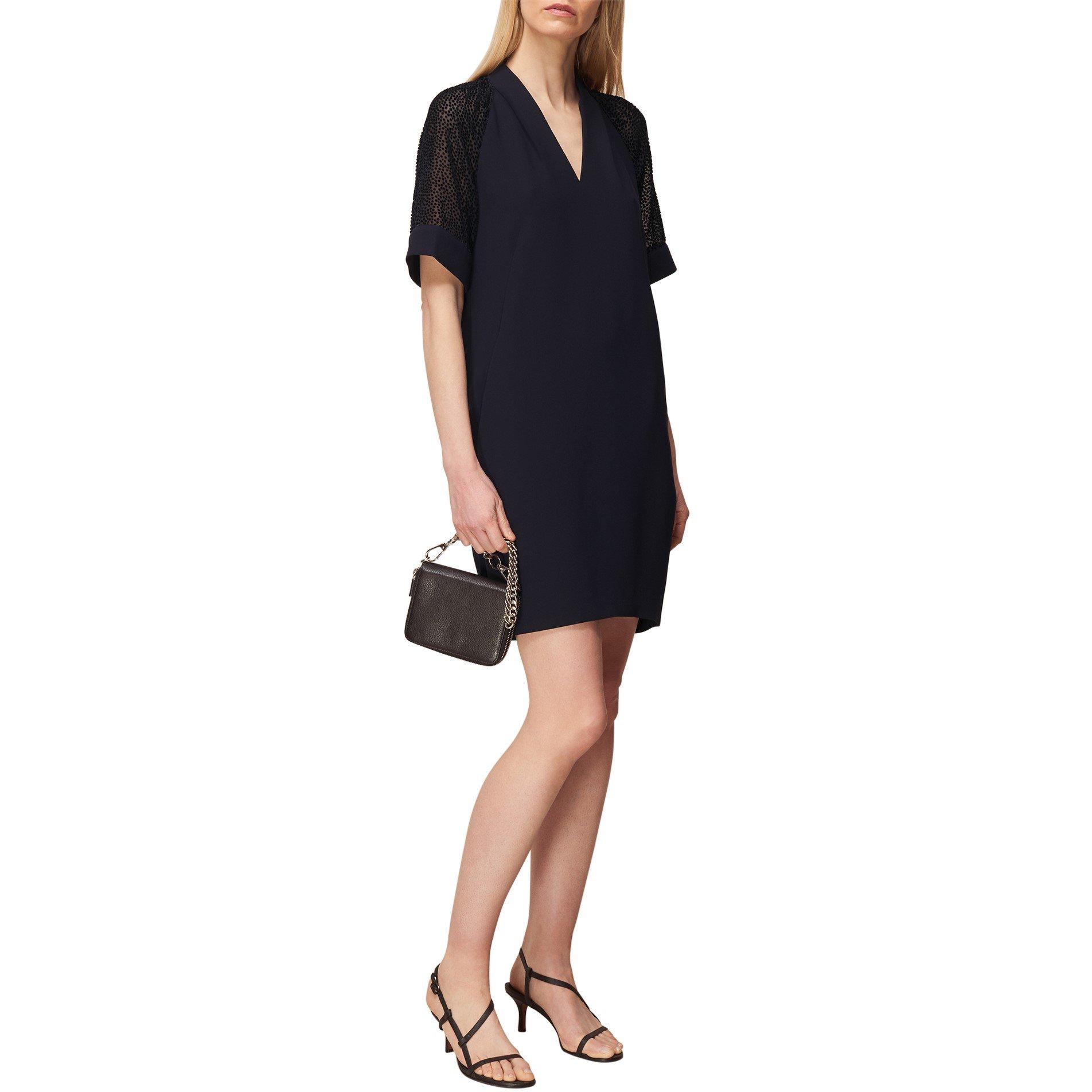 Navy - Whistles - Lina Animal Dobby Dress - 2