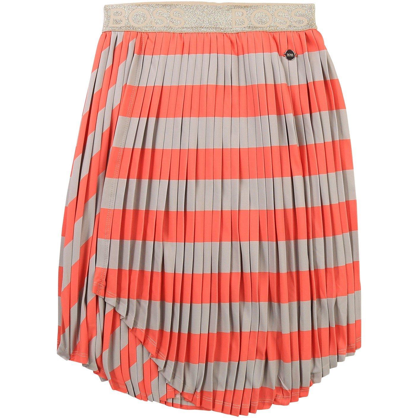 Unique - Boss - Kids Striped Pleated Skirt with Iridescent Waistband - 1