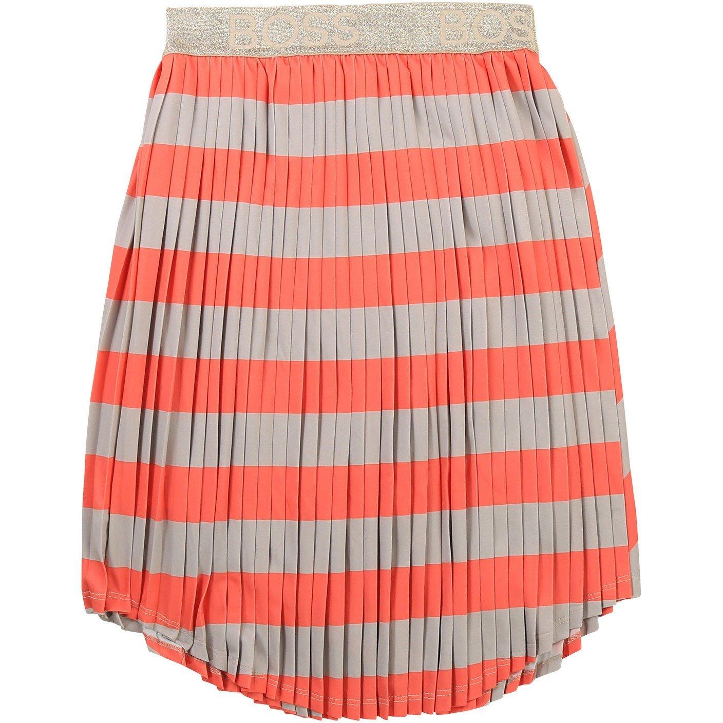 Unique - Boss - Kids Striped Pleated Skirt with Iridescent Waistband - 2