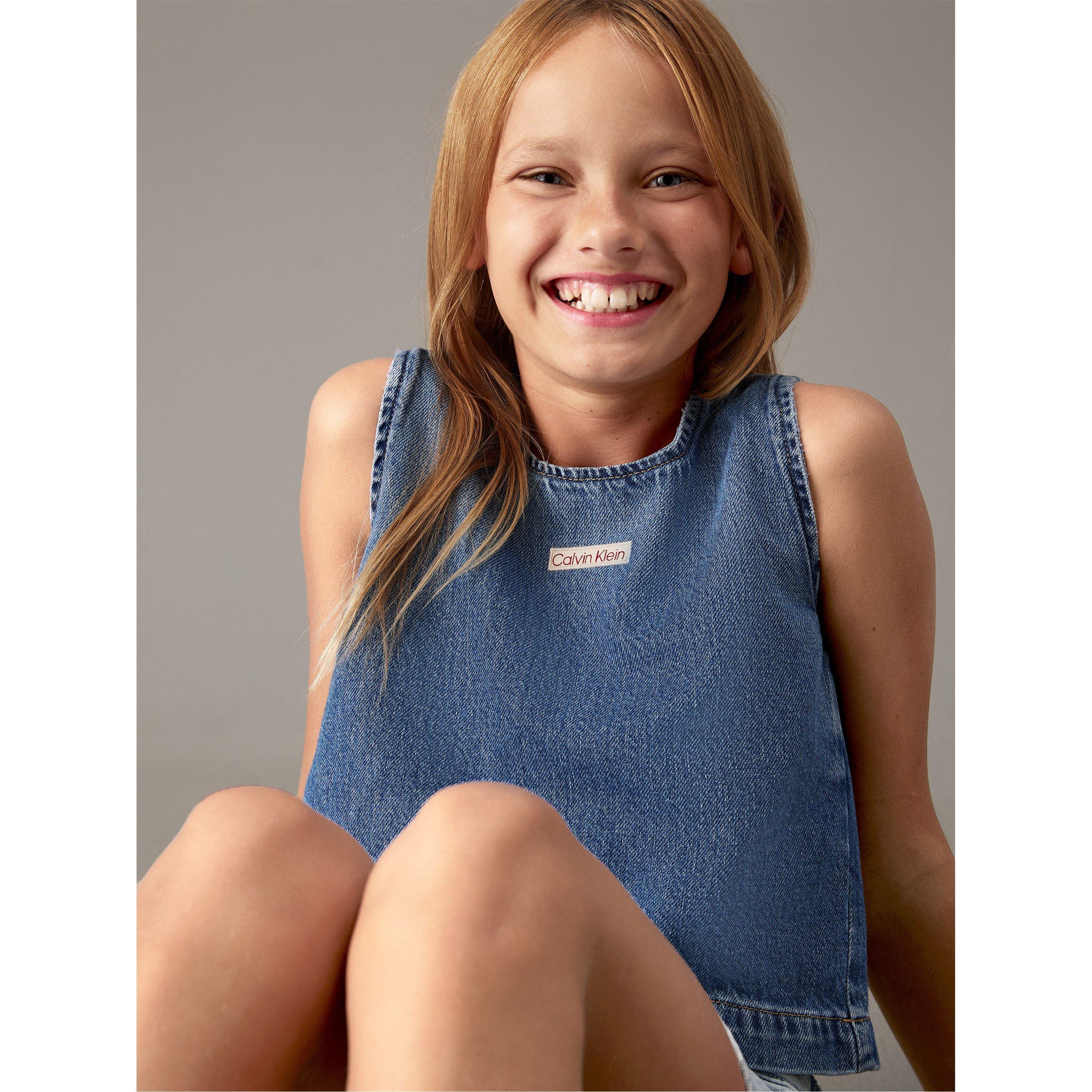 Weiches Blau 1A4 - Calvin Klein Jeans - Kids' Soft Blue Denim Crop Top - 2