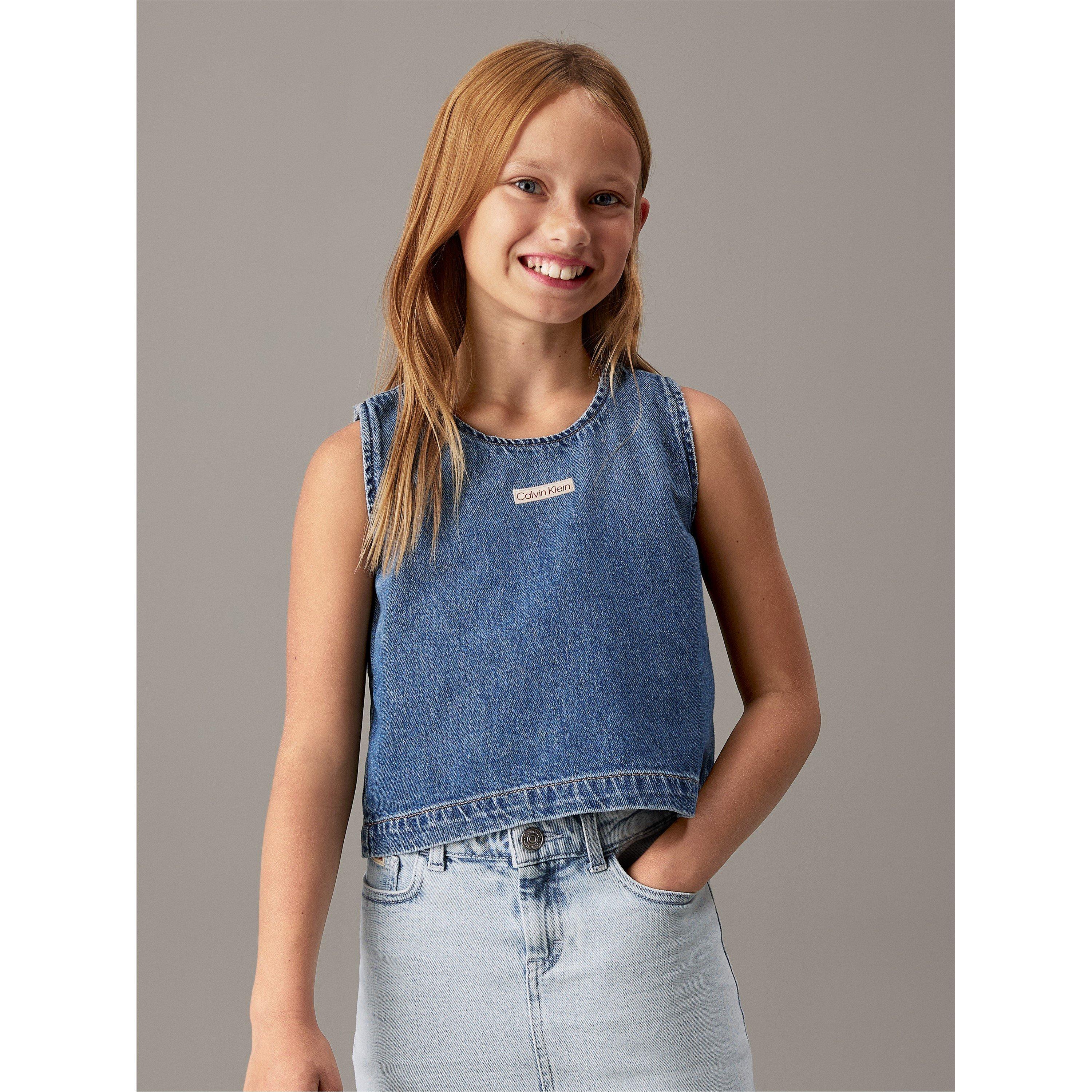 Weiches Blau 1A4 - Calvin Klein Jeans - Kids' Soft Blue Denim Crop Top - 3
